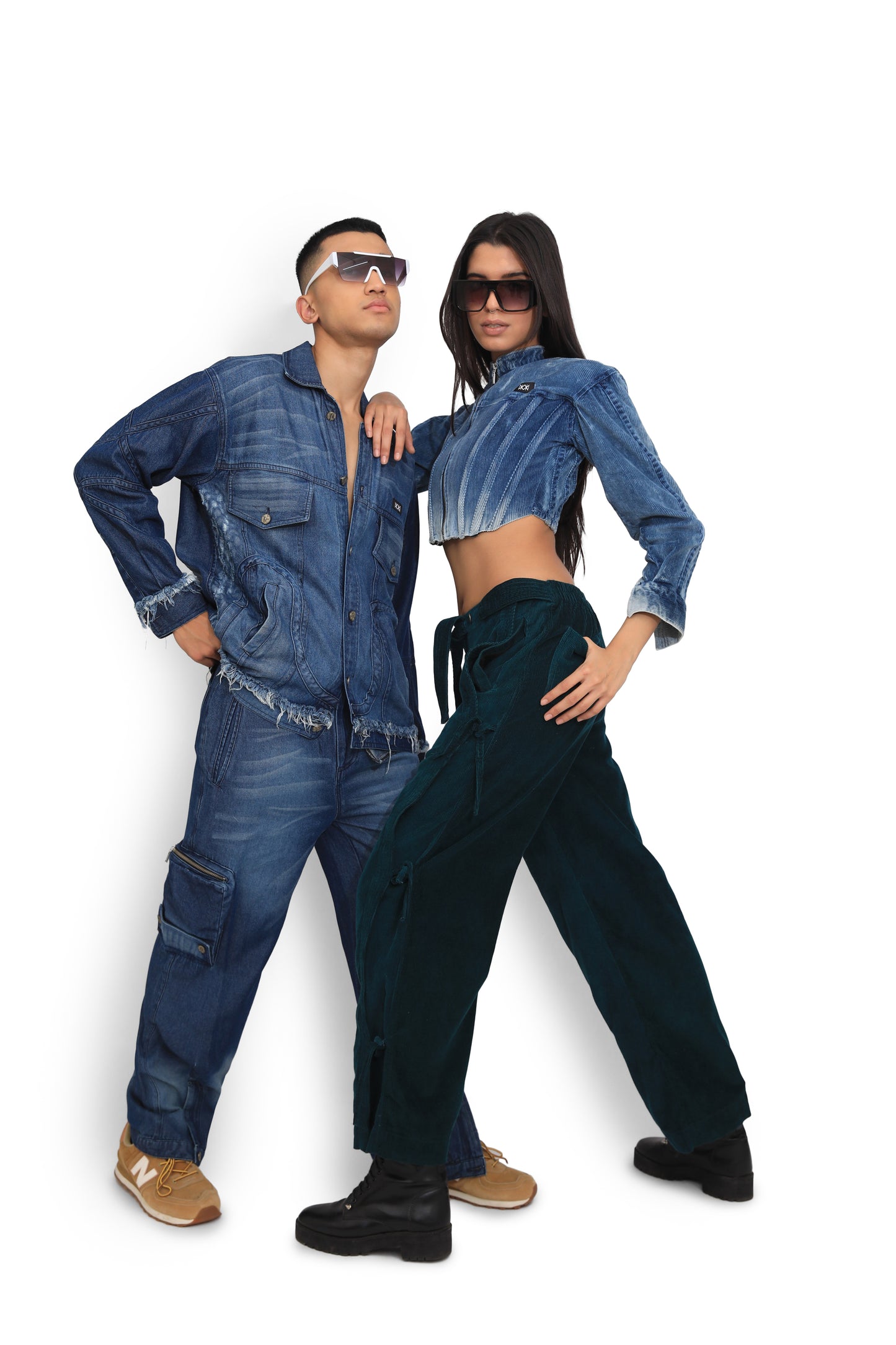 Skull Blue Denim Cargo Pants