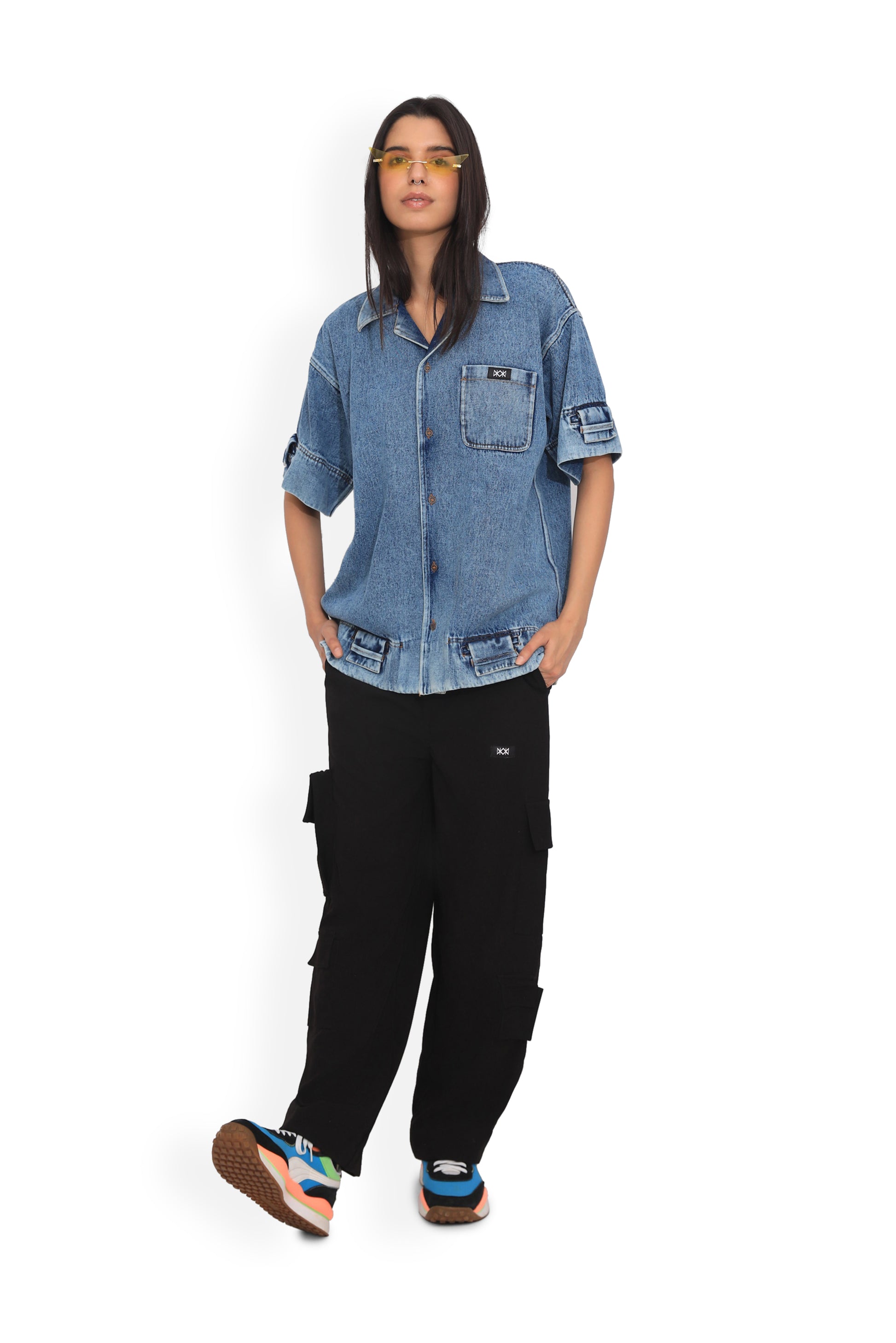 Blue Washed Denim Shirt co-ord set House of DK - Main Image
