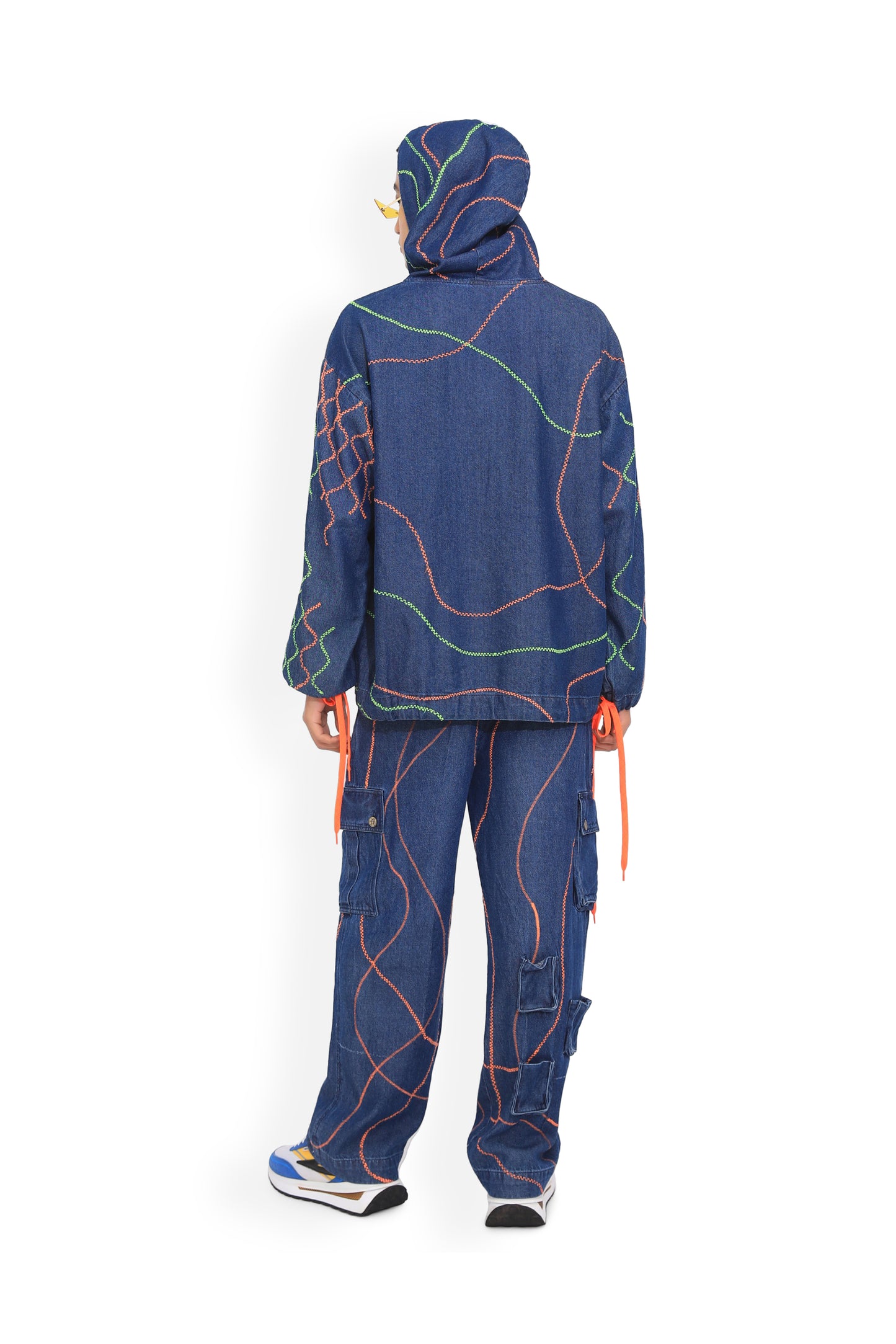 Blue Embroidered Street Map Hoodie