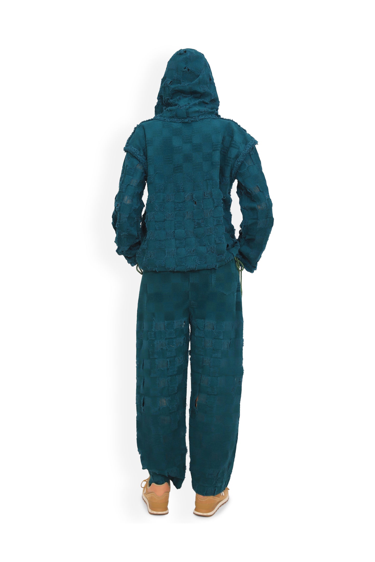 Sea Green Distressed Layered Hoodie