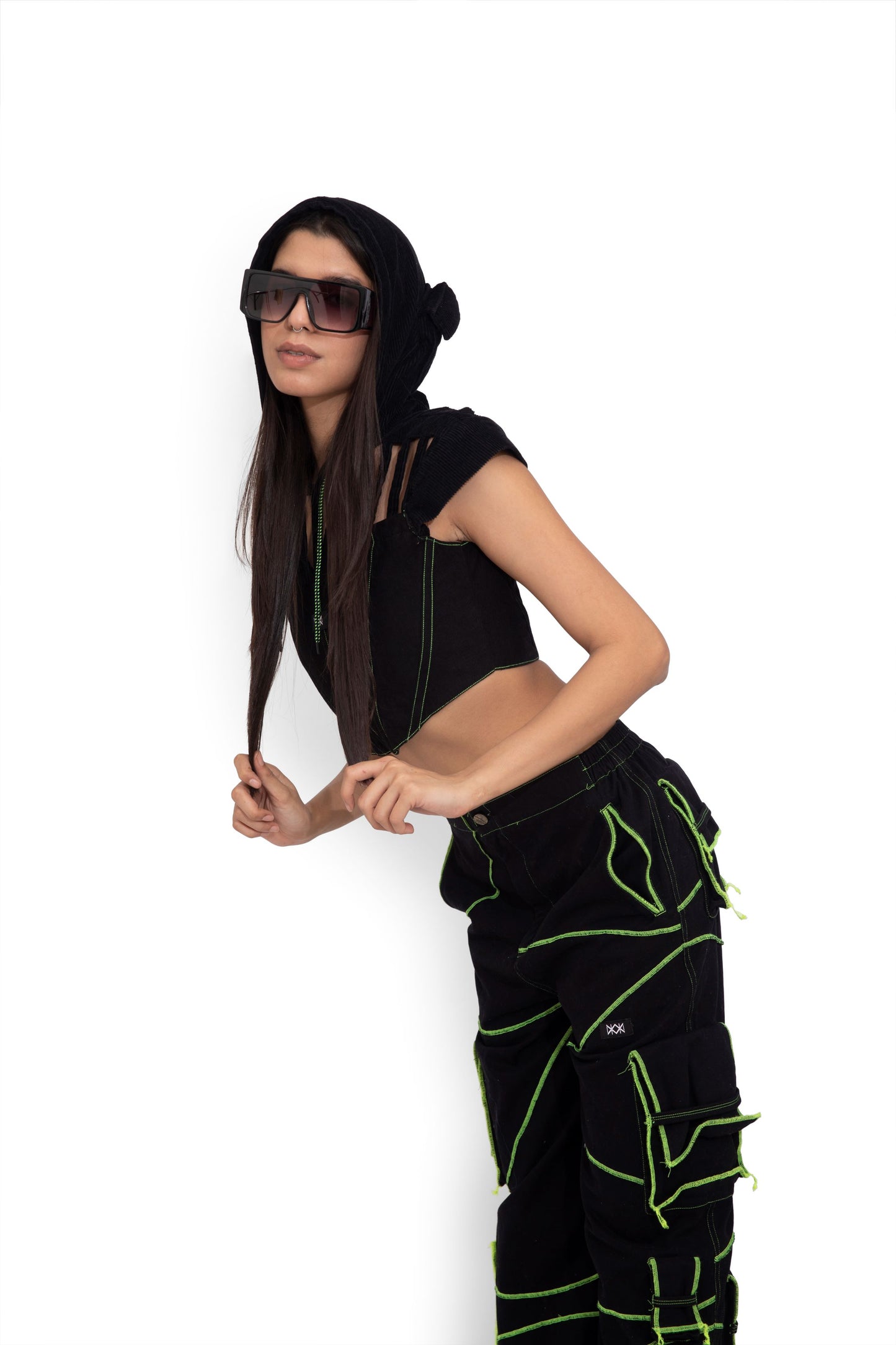 Black Hoodie Crop Top