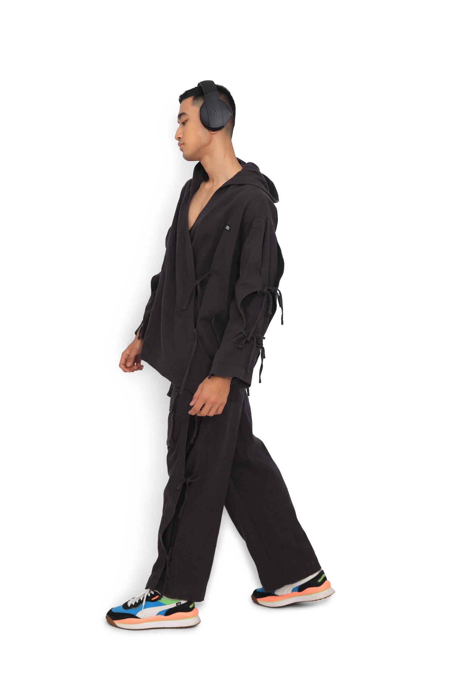 Grey Deconstructed Denim Cape Jacket