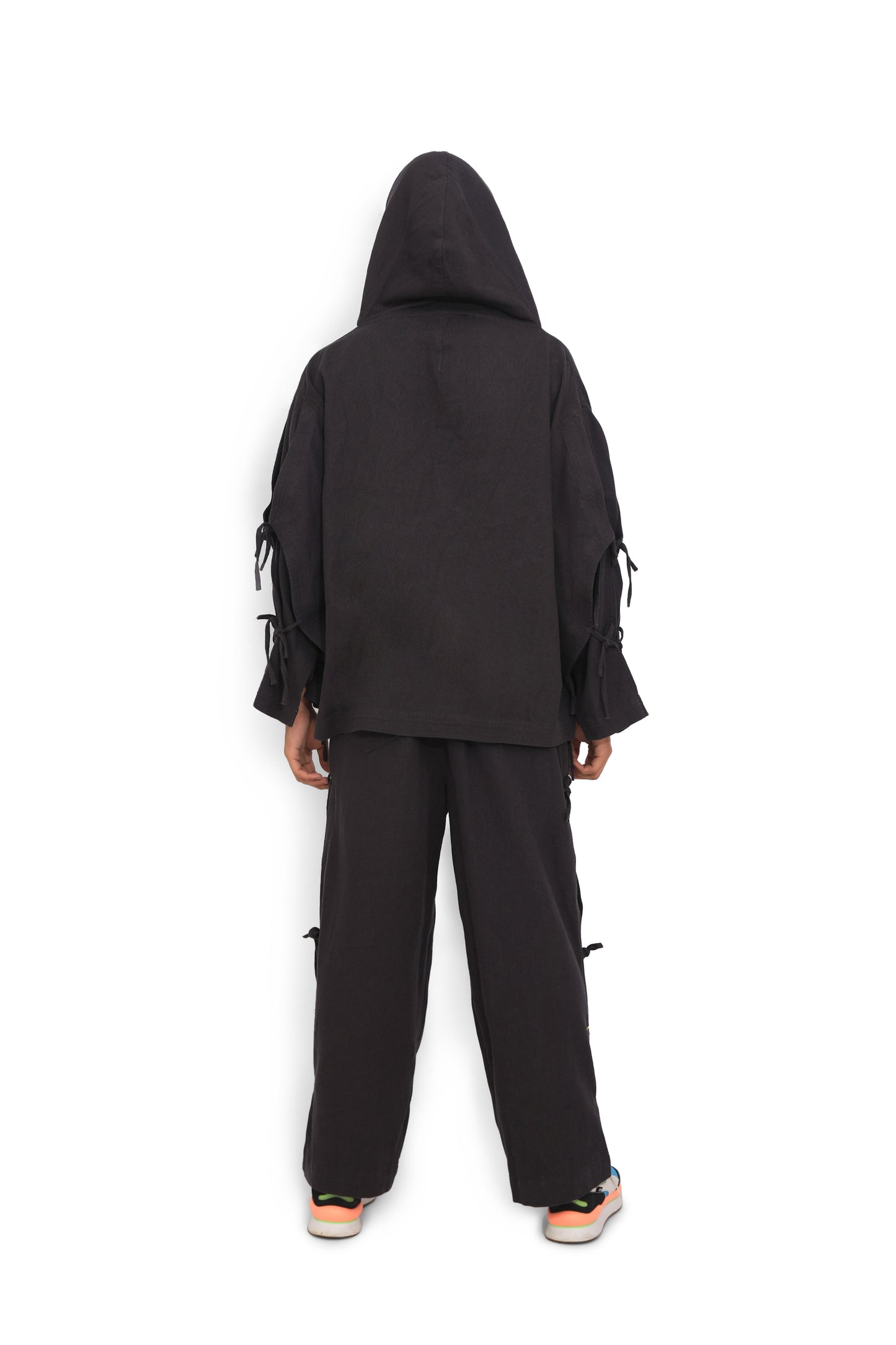 Grey Deconstructed Denim Cape Jacket