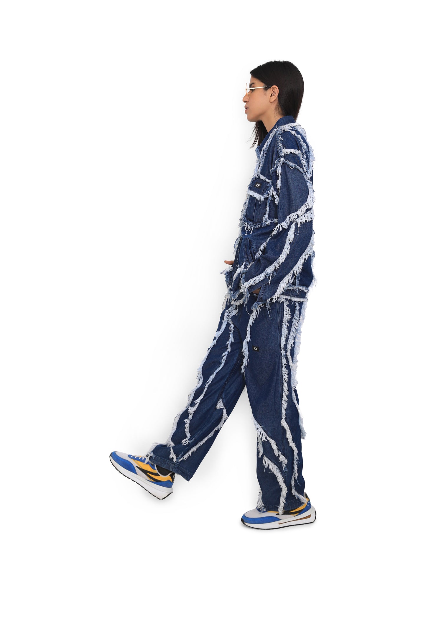 Denim Fur Pants