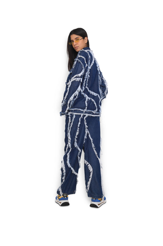 Denim Fur Pants