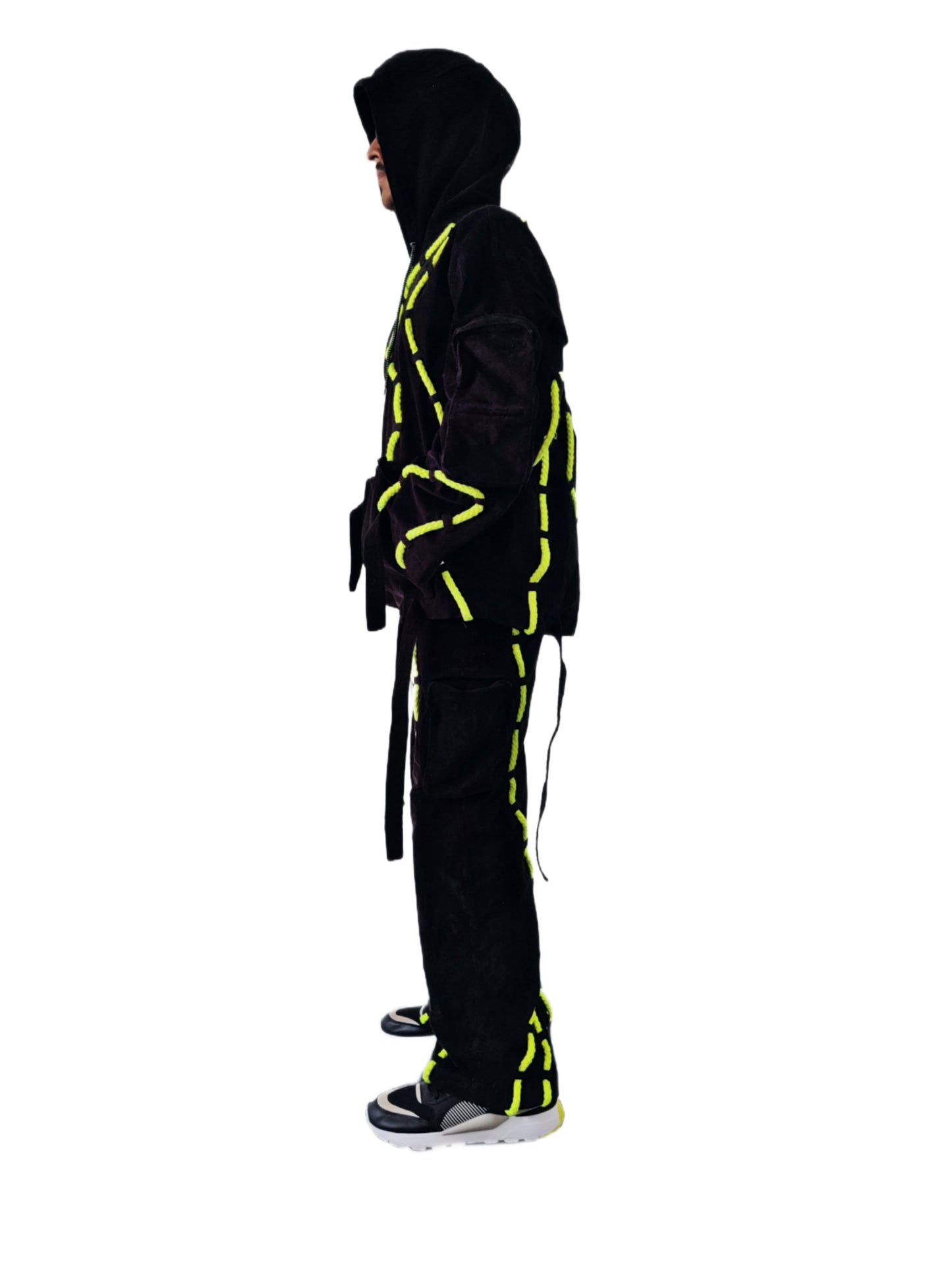 Black Roped Hoodie