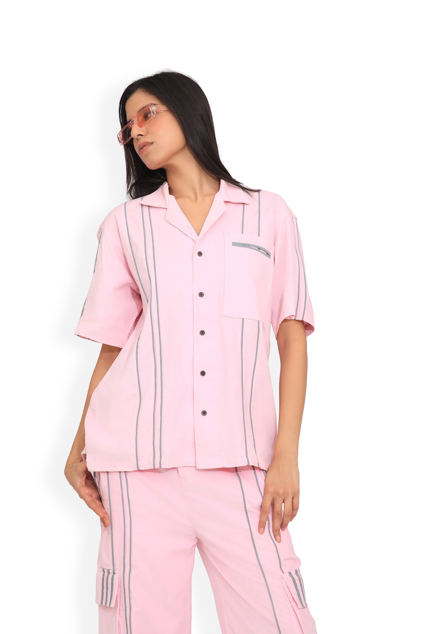 Pink Cuban Collar Shirt
