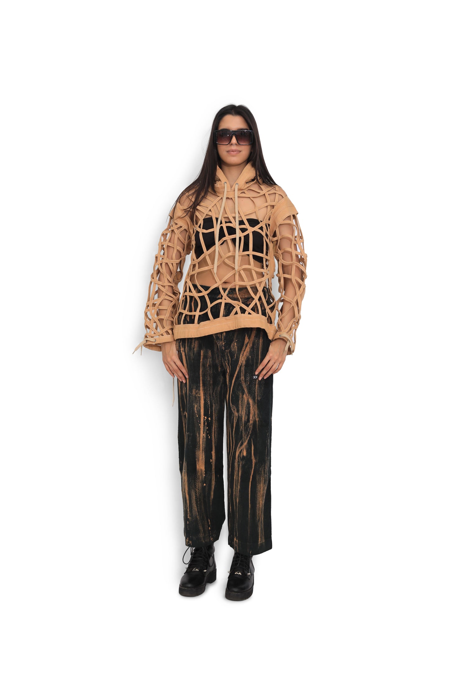 Beige Street Map Hoodie
