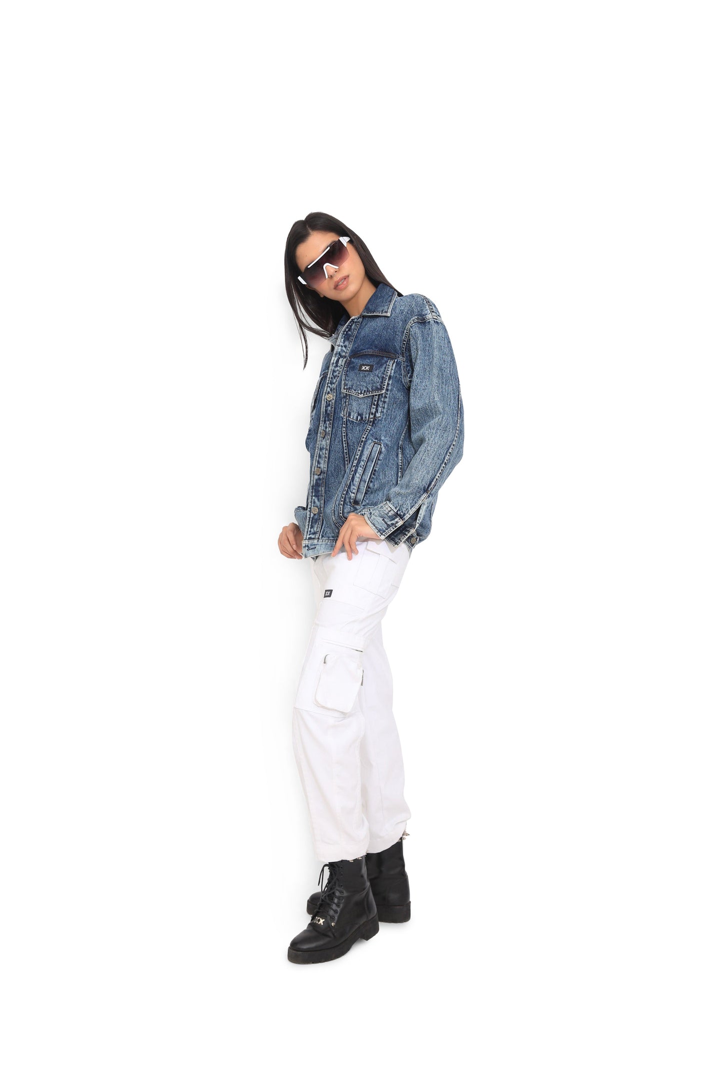 Utility White Denim Cargo Pants