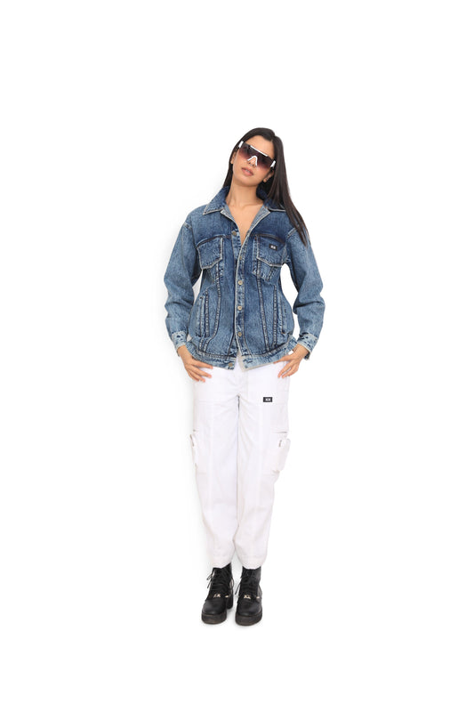 Utility White Denim Cargo Pants