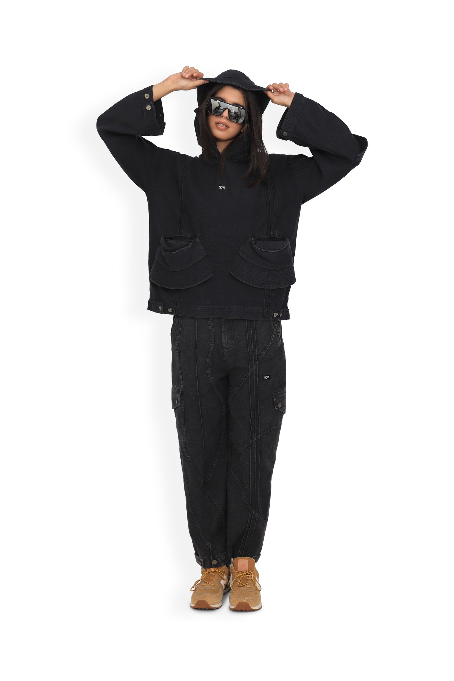 Grey Denim Cargo Pants