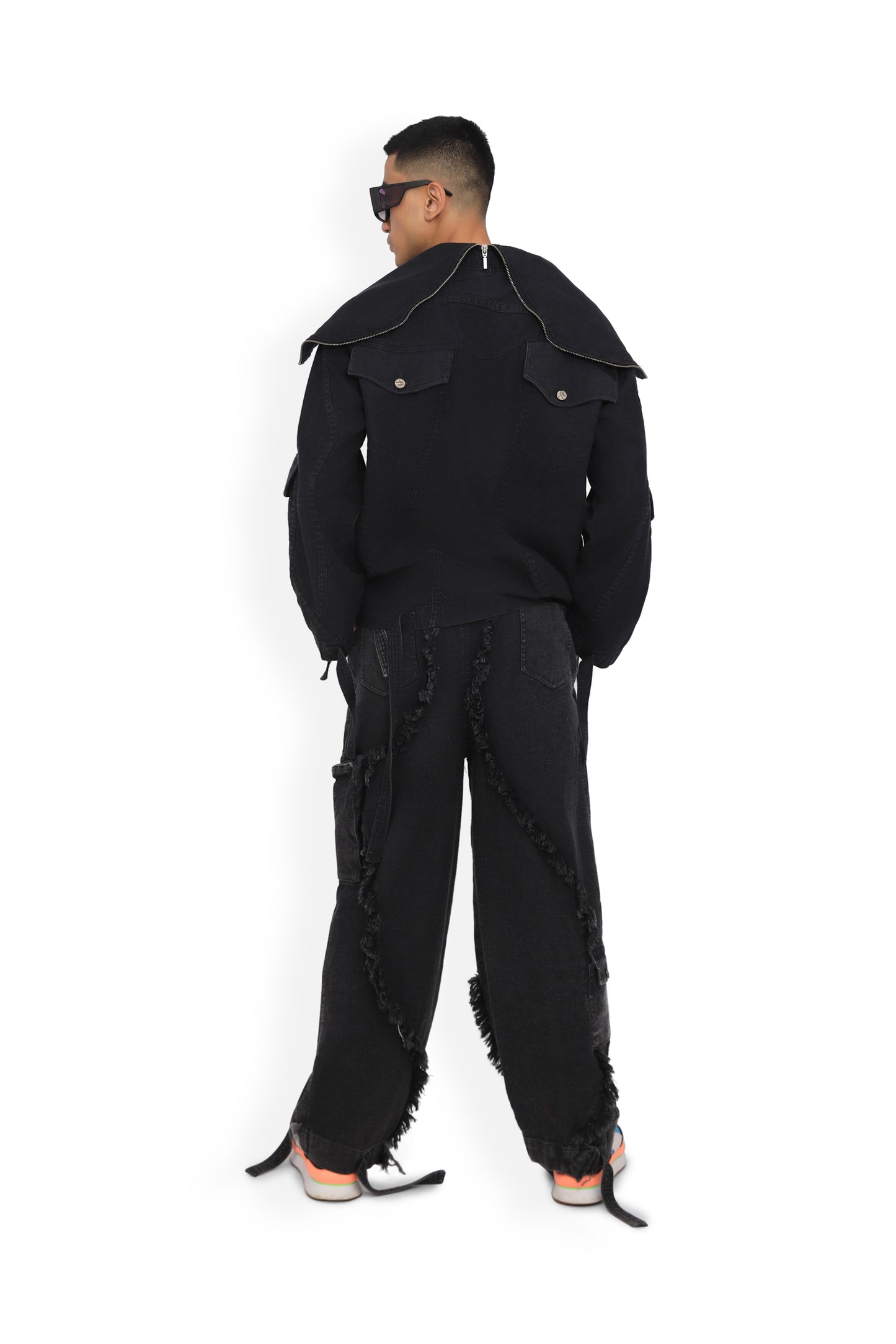 Grey Utility Denim Cargo Pants