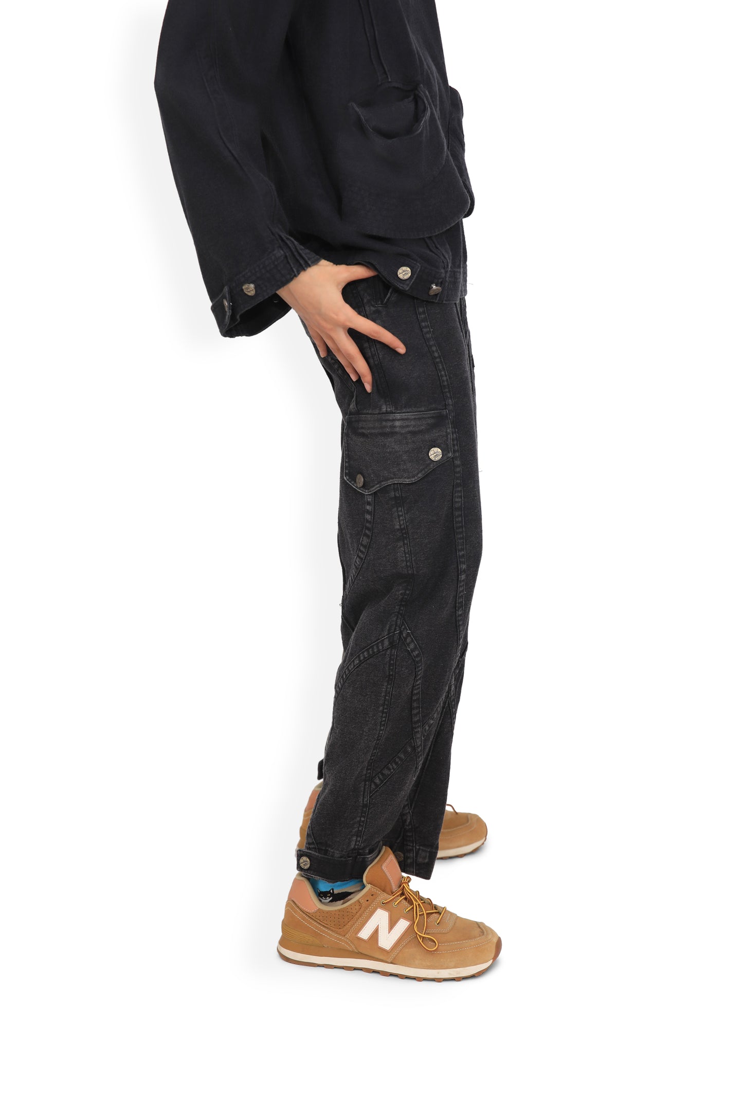 Grey Denim Cargo Pants