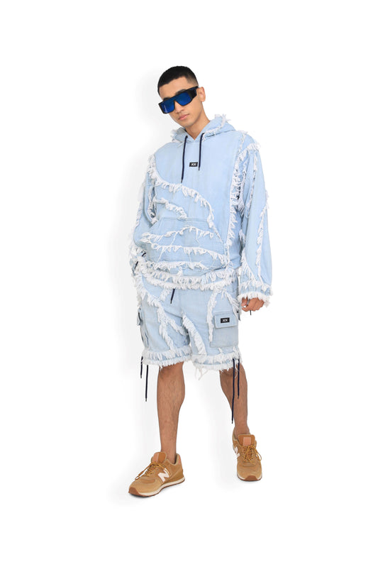 Ice Blue Distressed Hoodie