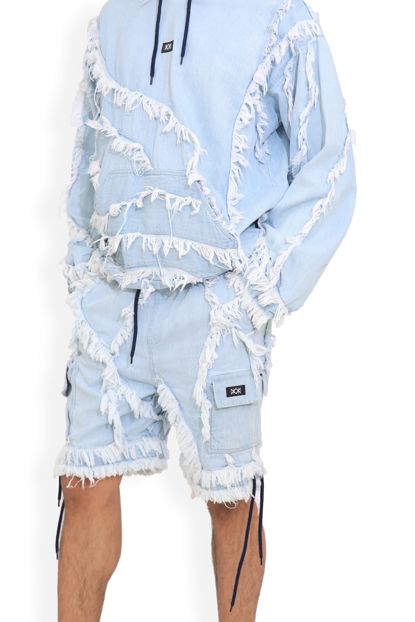 Ice Blue Distressed Shorts