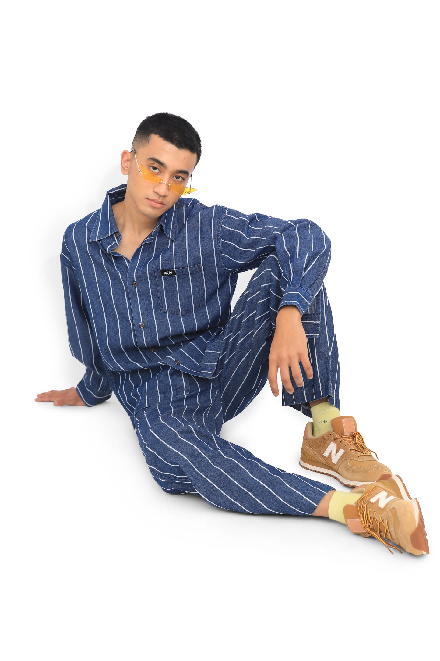 Blue Stripe Shirt & Track Pants Co-ord Set - One of One