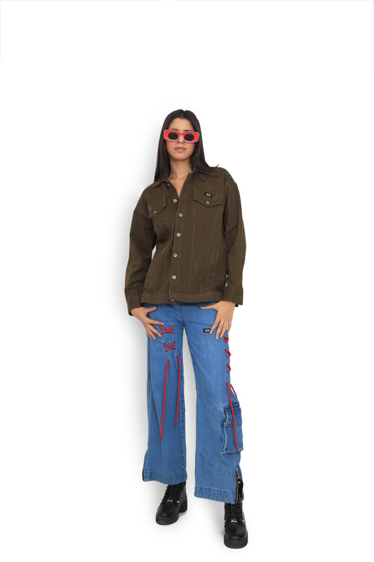 Blue Drawstring Denim Pants