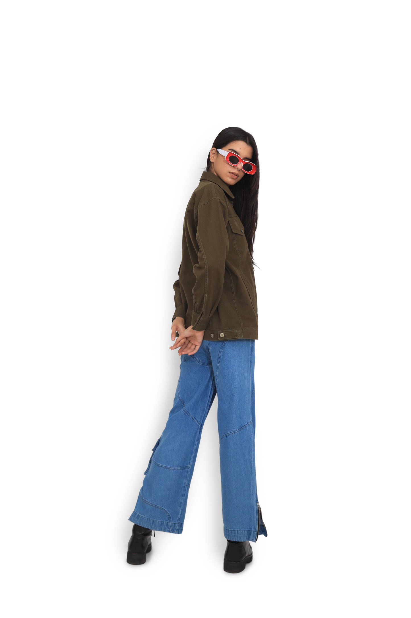 Blue Drawstring Denim Pants