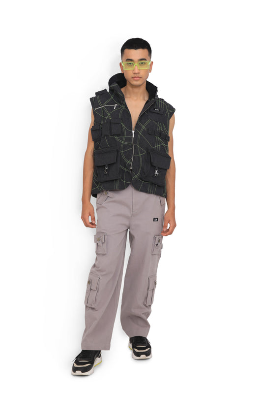 Grey Denim Cargo Pants