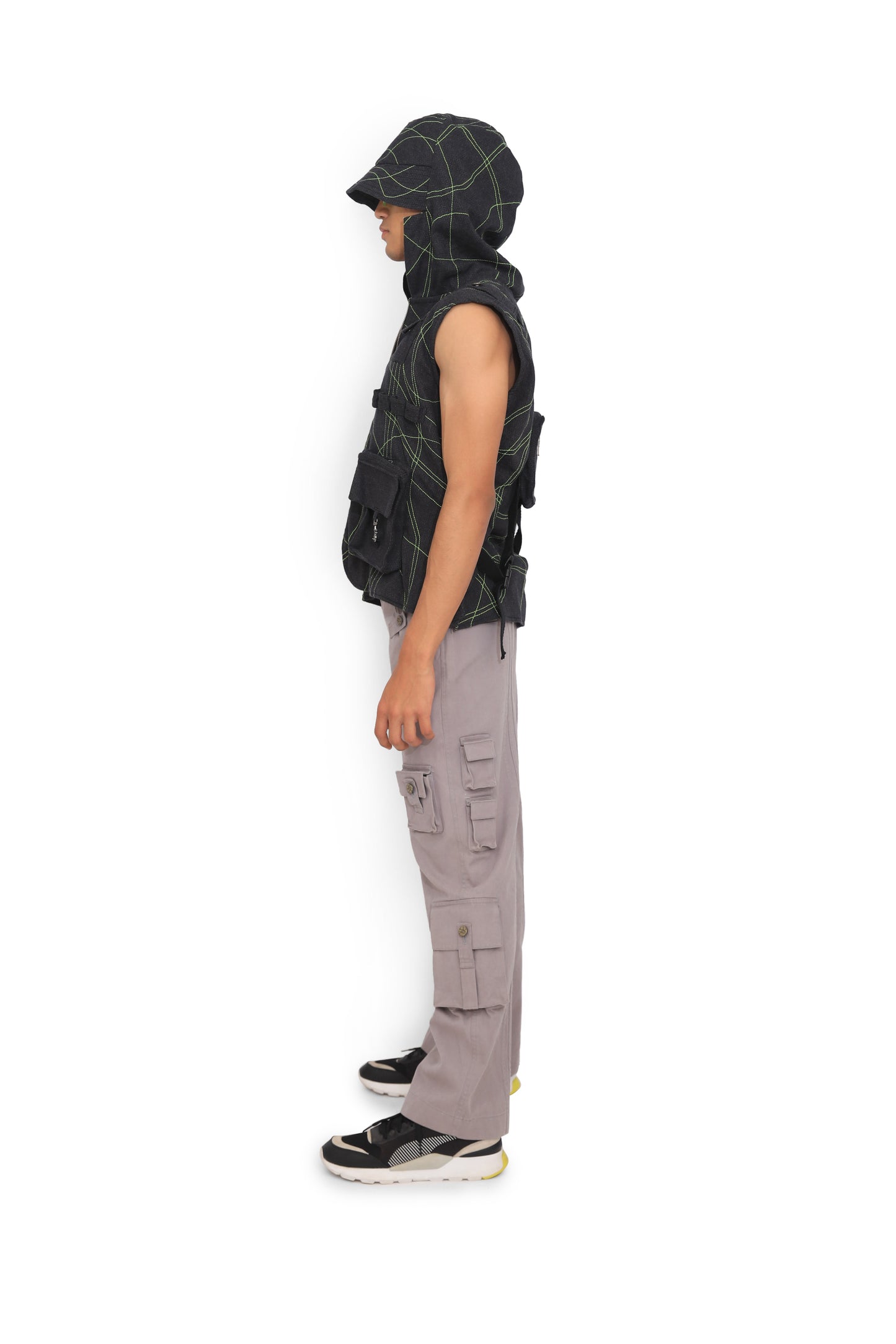 Grey Denim Cargo Pants