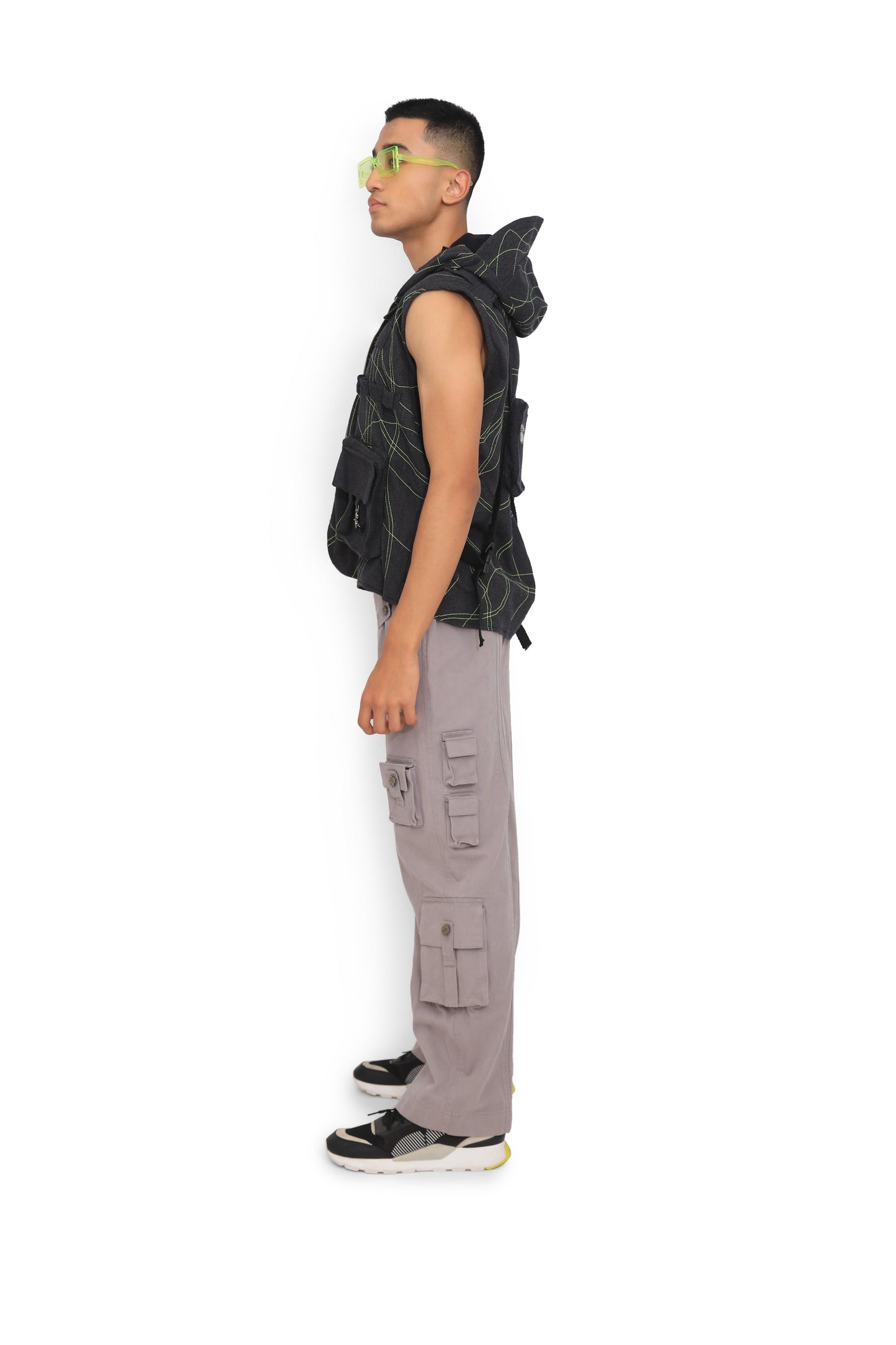 Grey Denim Cargo Pants