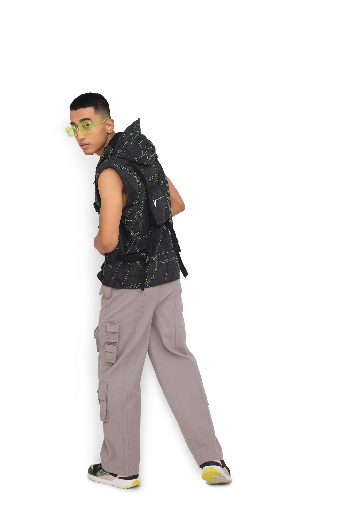 Grey Denim Cargo Pants