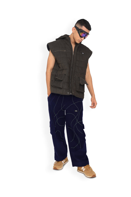 Contrast Stitched Cargo Track Pant