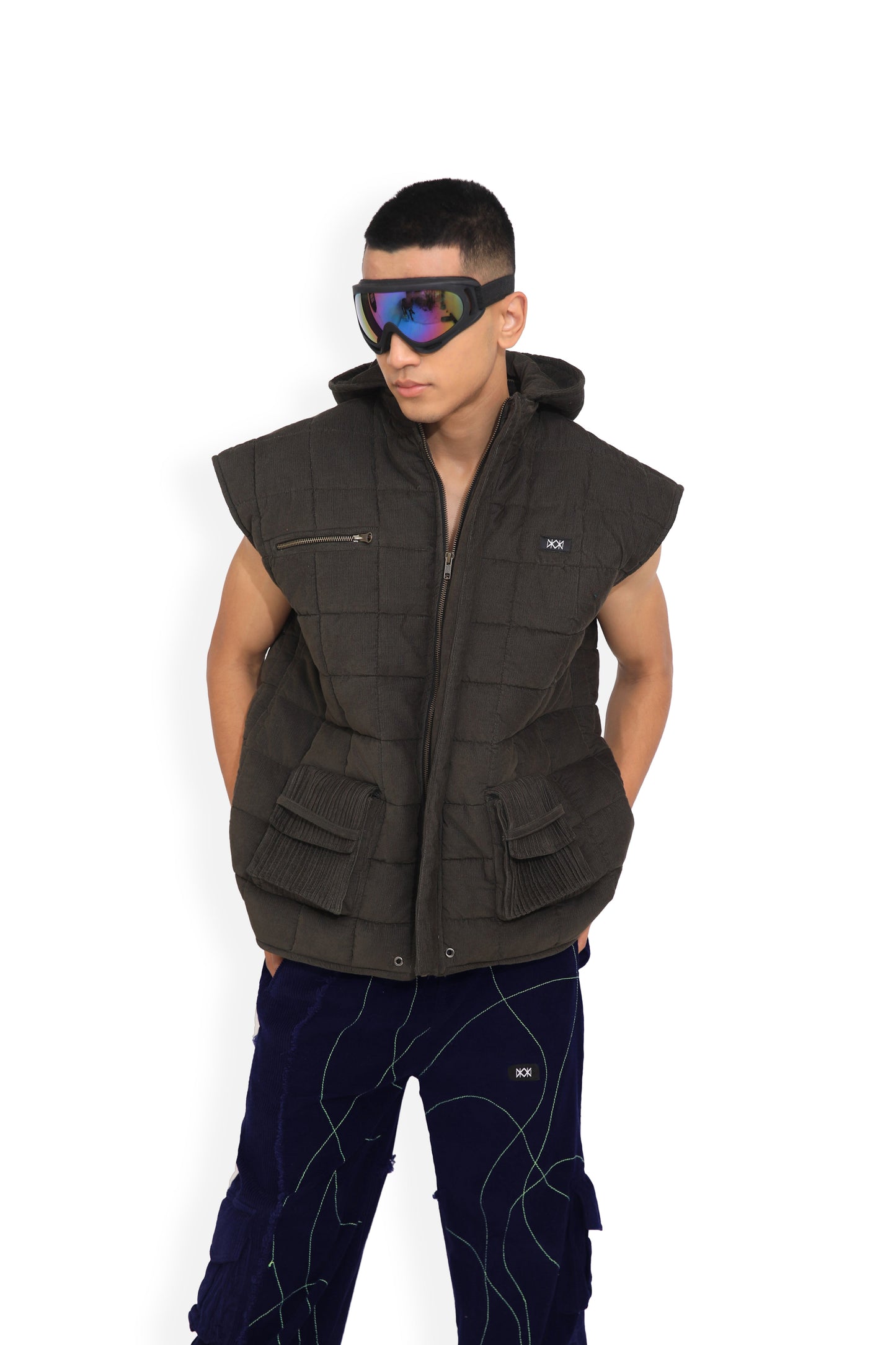 Olive Sleeveless Puffer Jacket