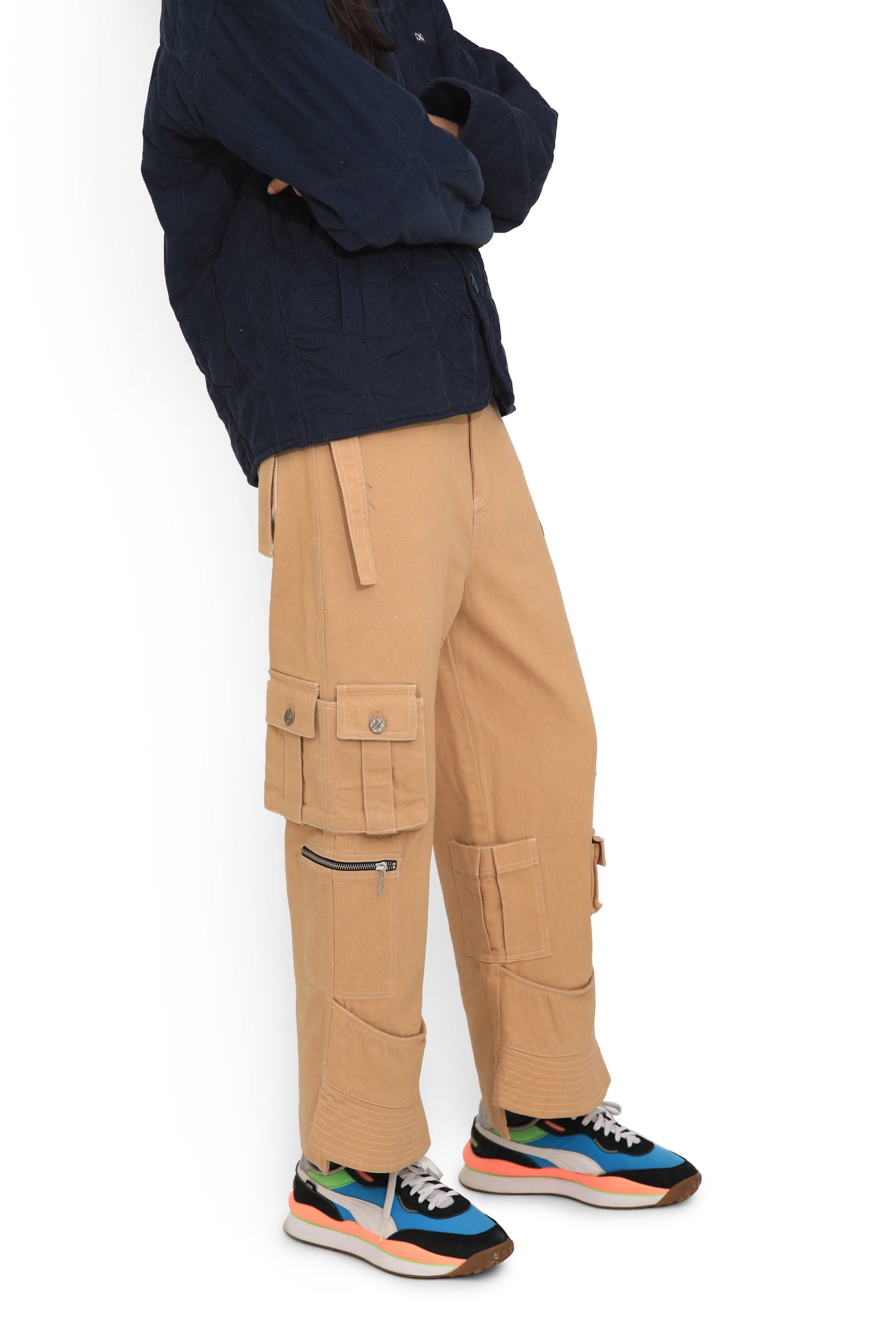 Beige Bucket Hat Cargo Pants