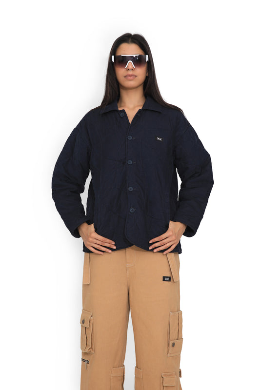 Blue Quilted Shacket