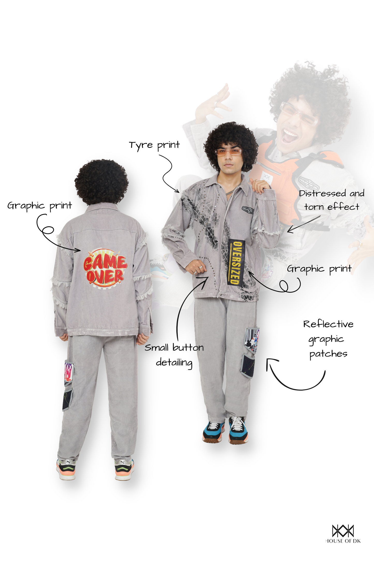 Smokey Grey Met An Accident Jacket & Pants Set