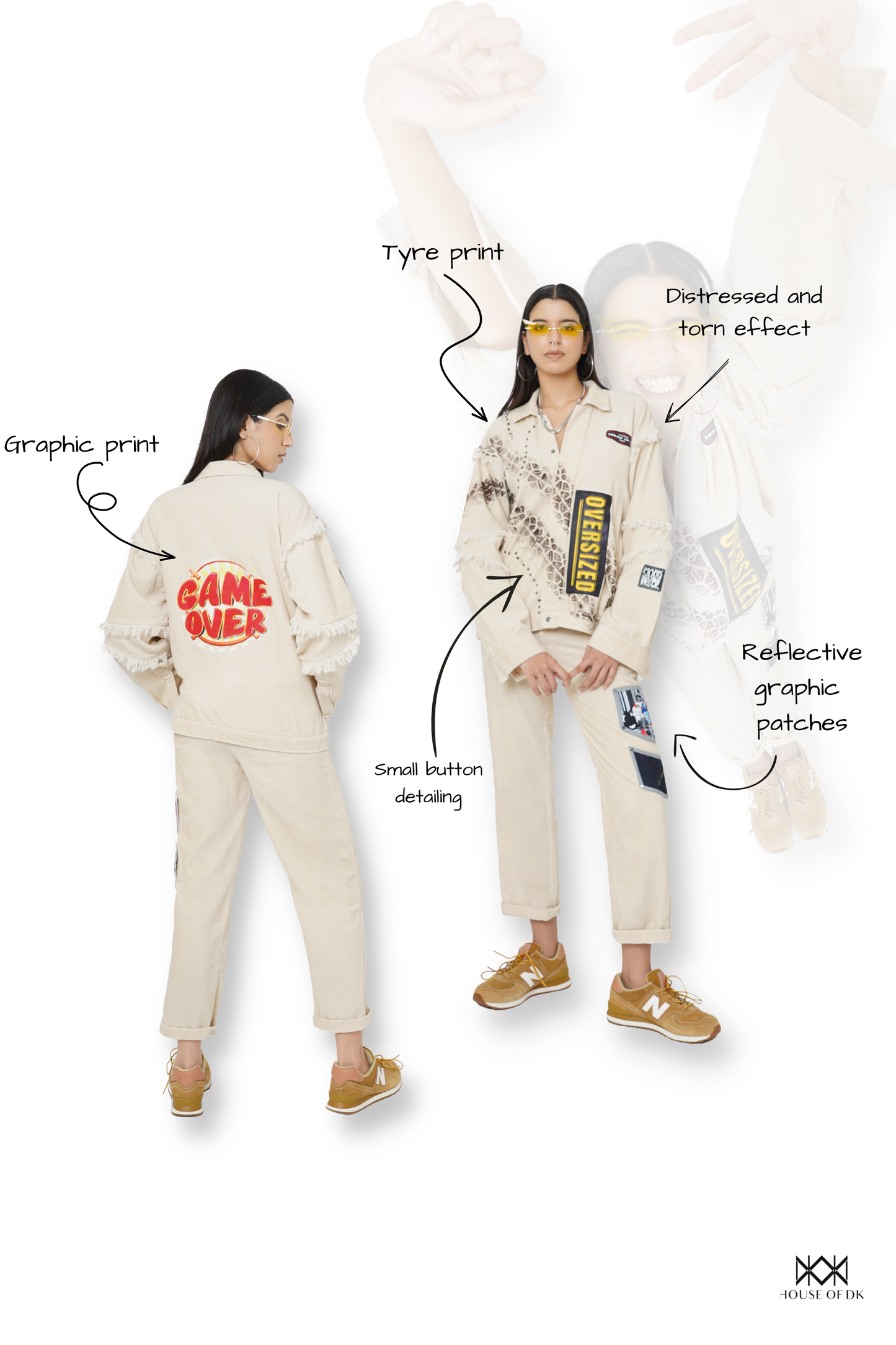 Cane Beige Met An Accident Jacket & Pants Set