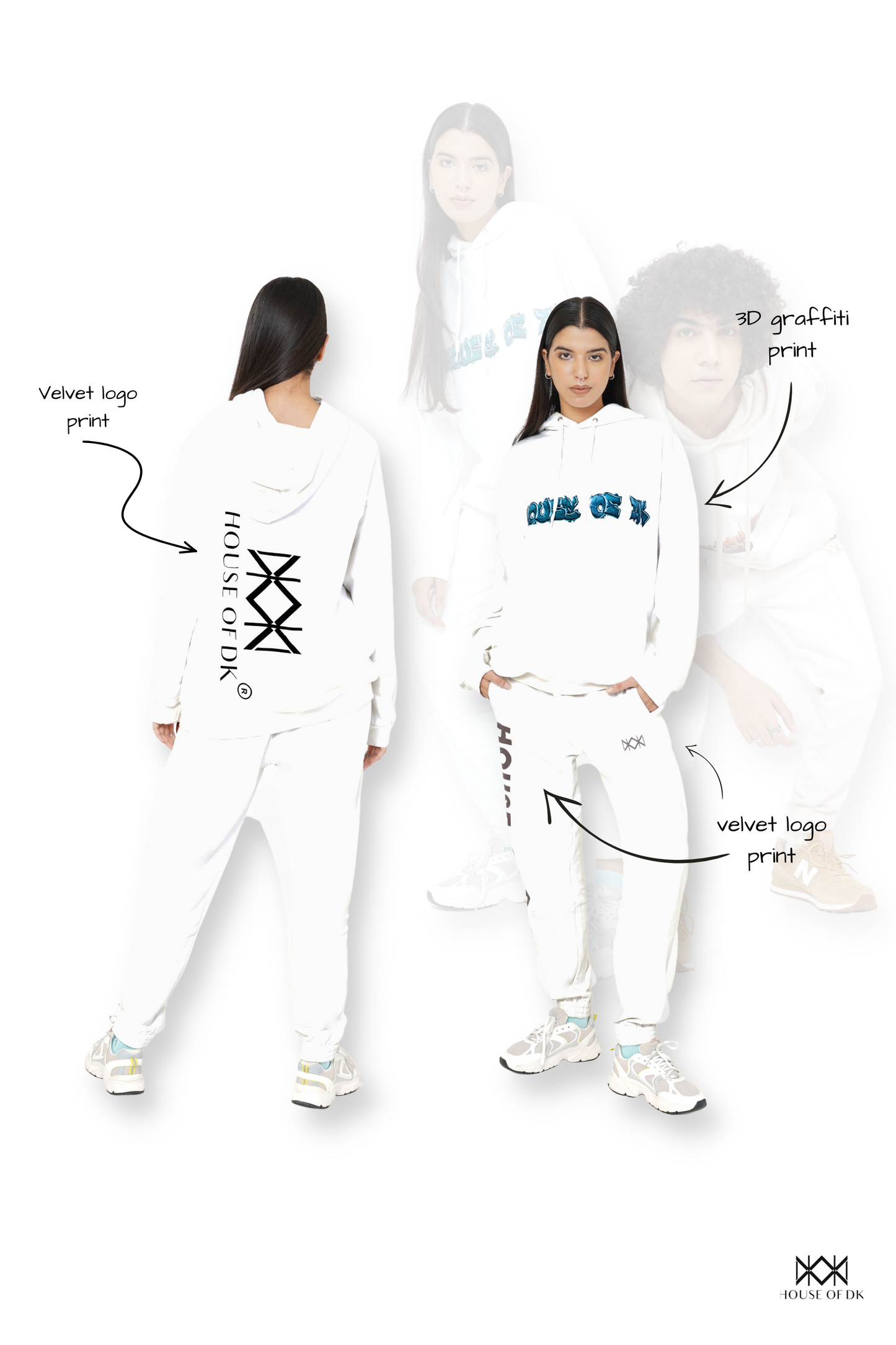 White HDK Graffiti Hoodie & Trackpant Set
