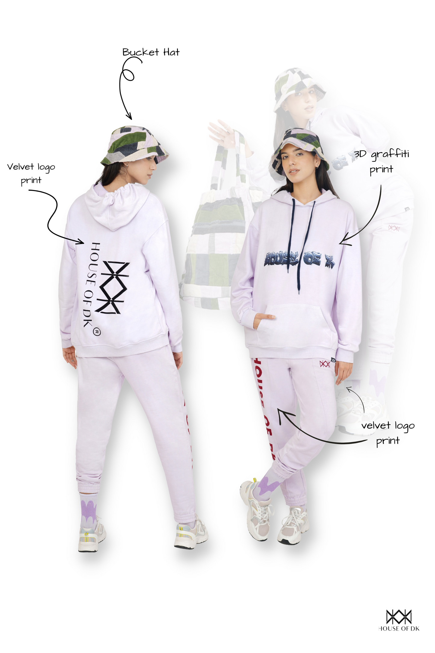 Misty Purple HDK Graffiti Hoodie & Trackpant Set