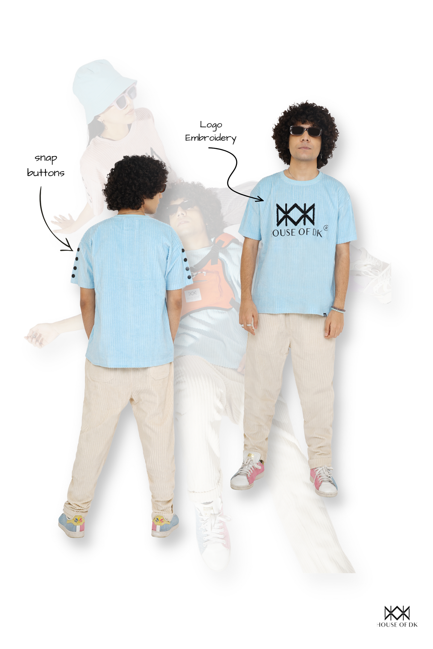 Mint Blue Hi-Low T-Shirt & Cane Beige Track Pants Set