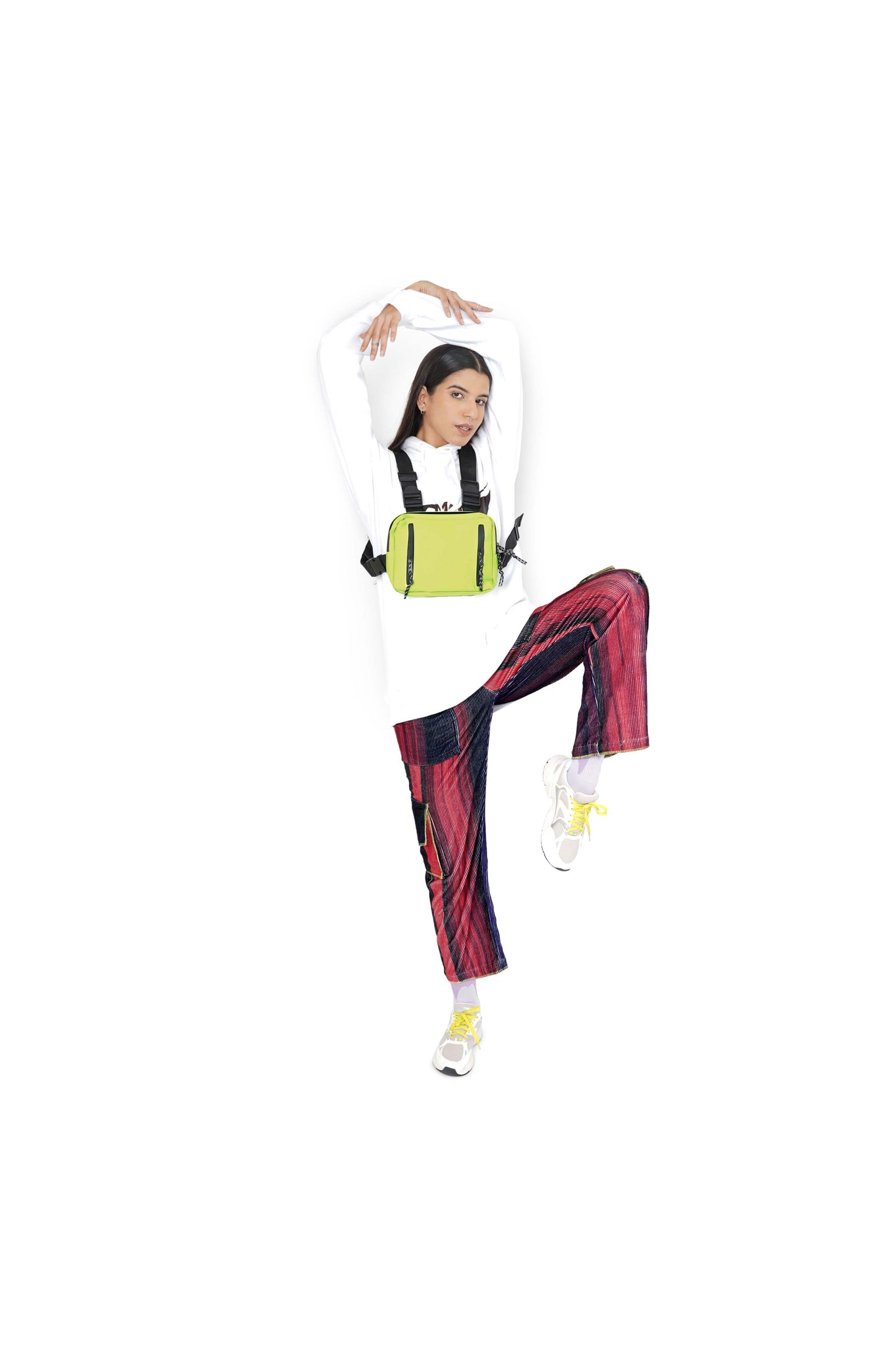 White Mark Graphic Hoodie & Magenta Rush Grainy Cargo Track Pants Set