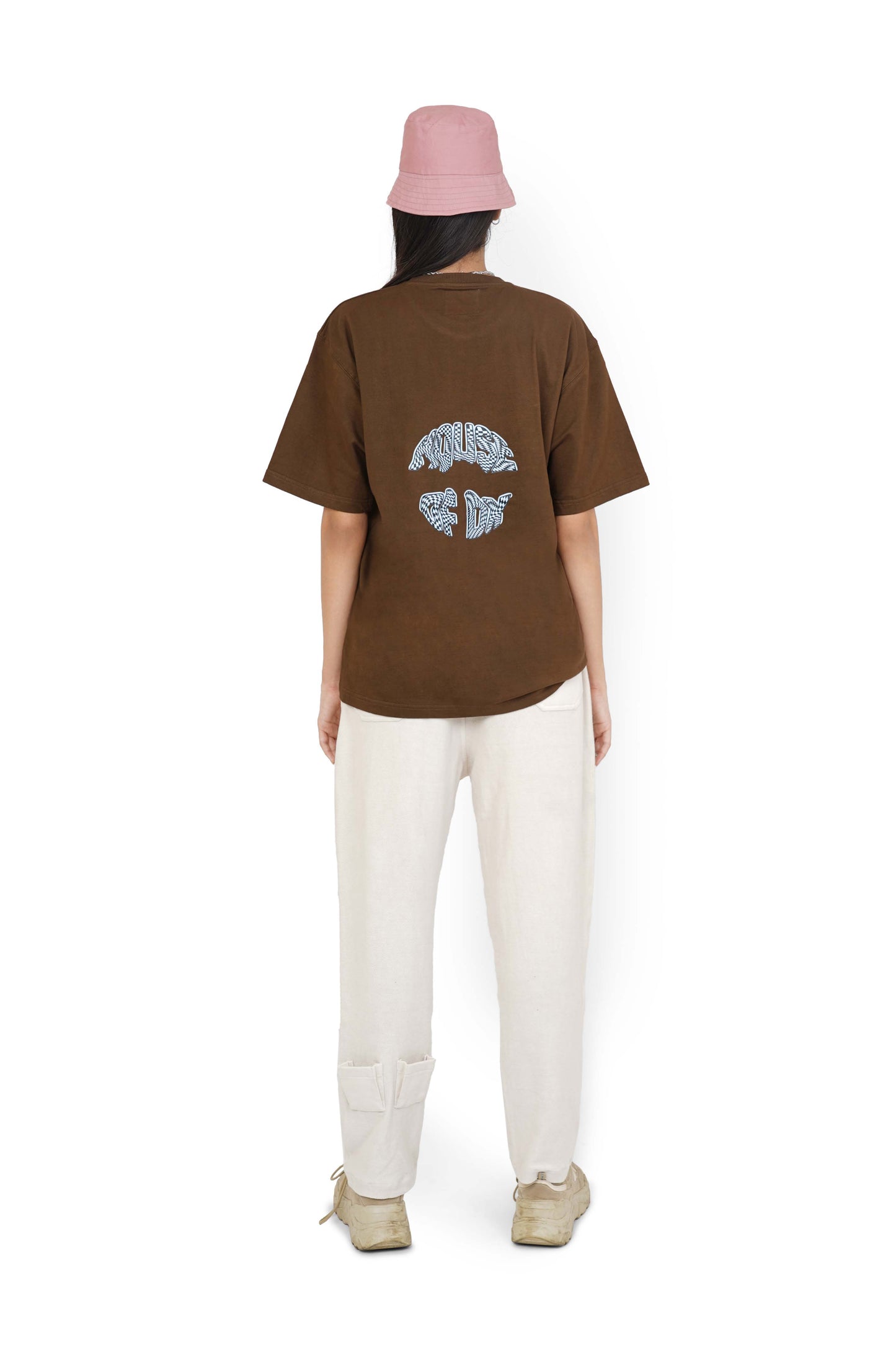 Nut Brown Mark T-Shirt & Cane Beige Utility Cargo Track Pants Set