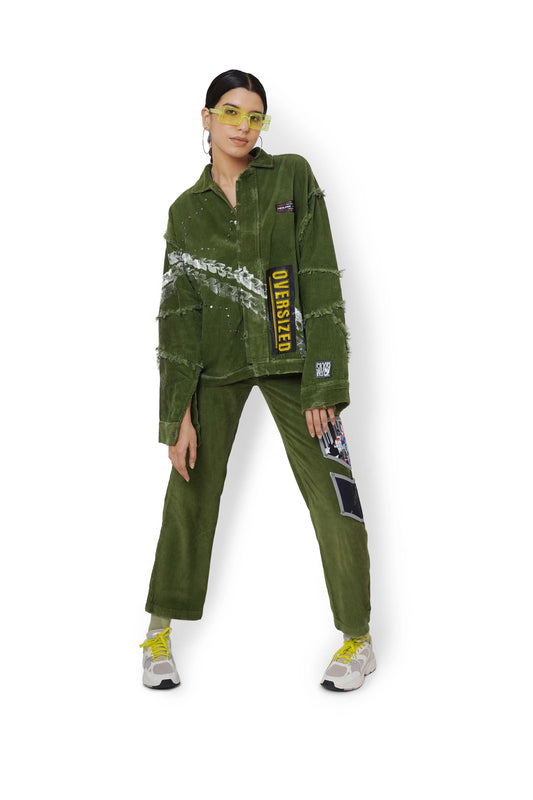 Grassland Green Met An Accident Jacket & Pants Set
