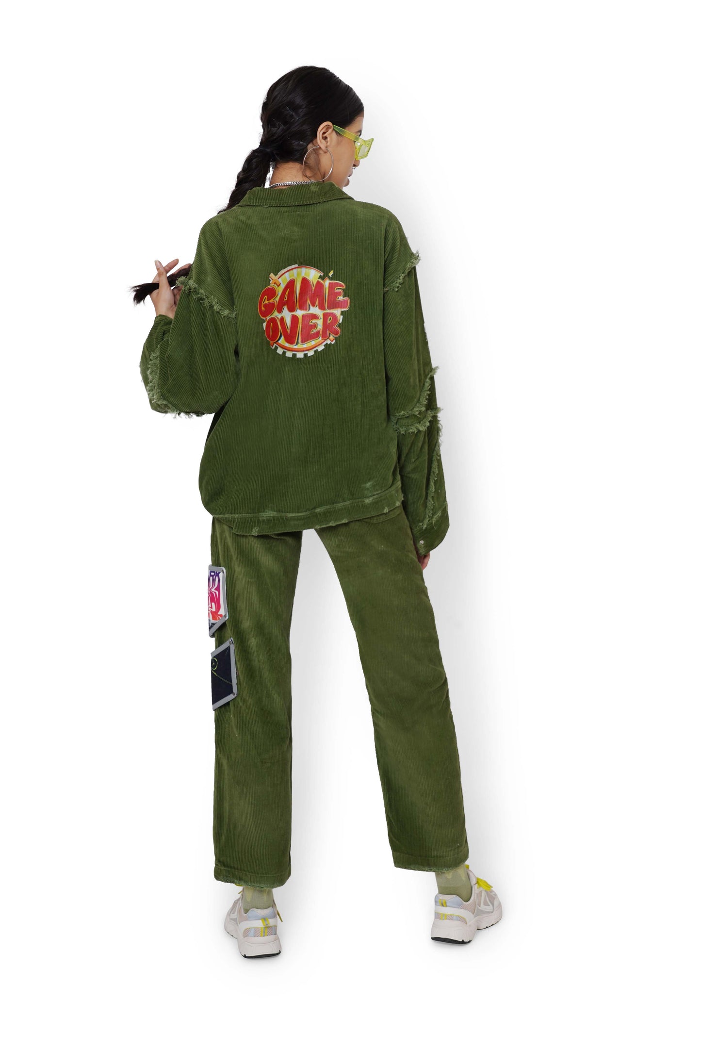 Grassland Green Met An Accident Jacket & Pants Set