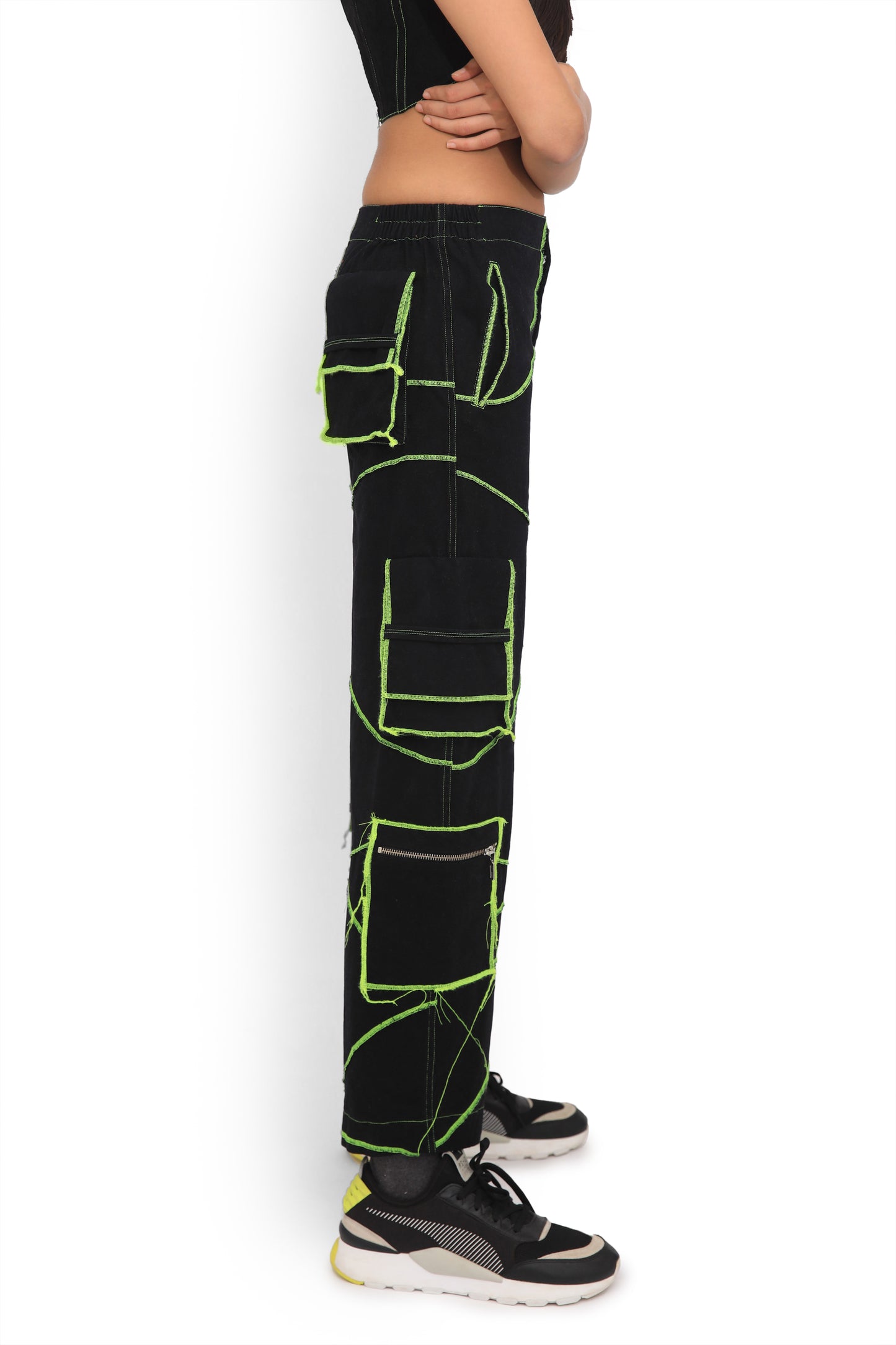 Neon Overlock Cargo Track Pants