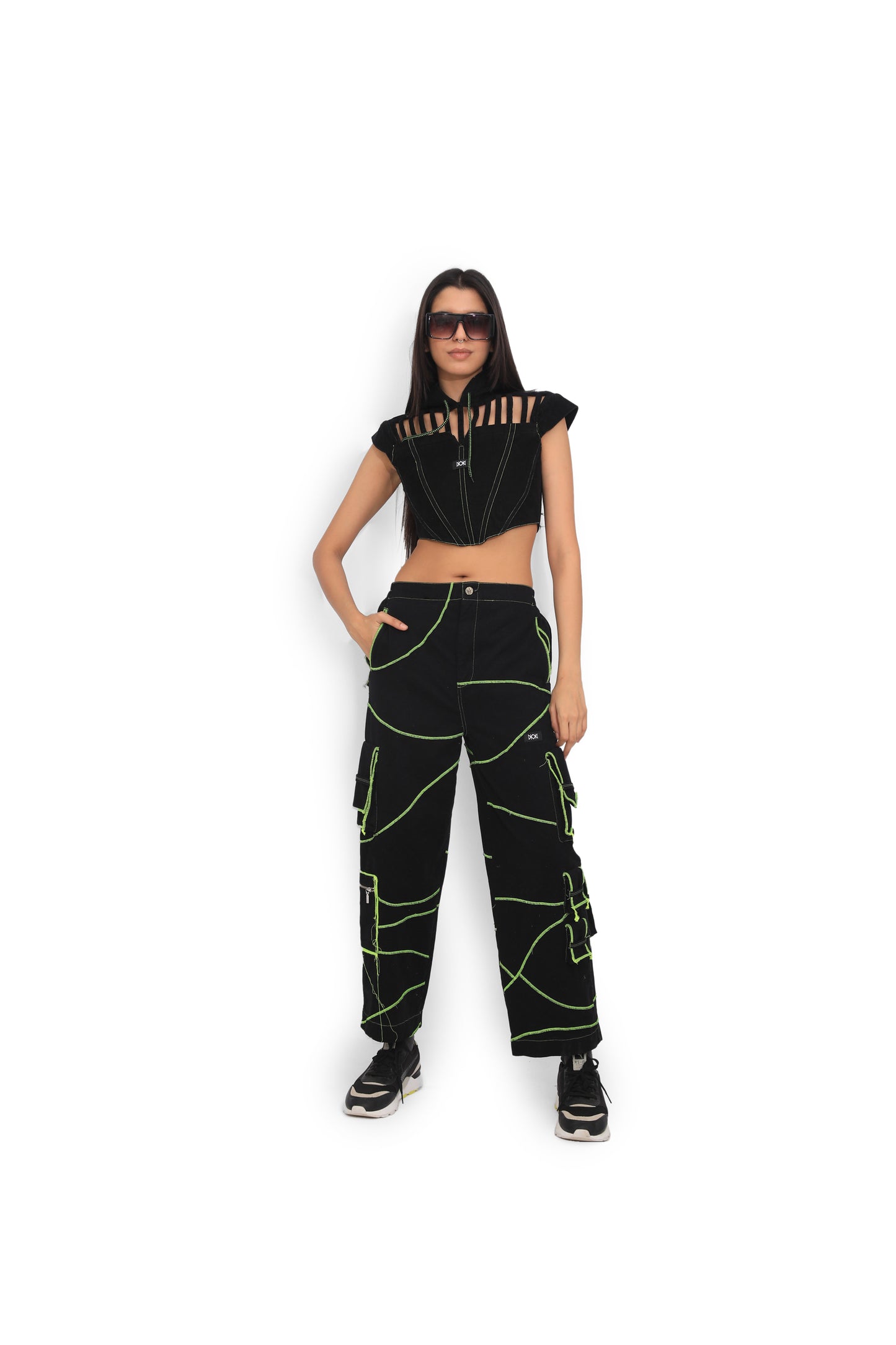 Neon Overlock Cargo Track Pants