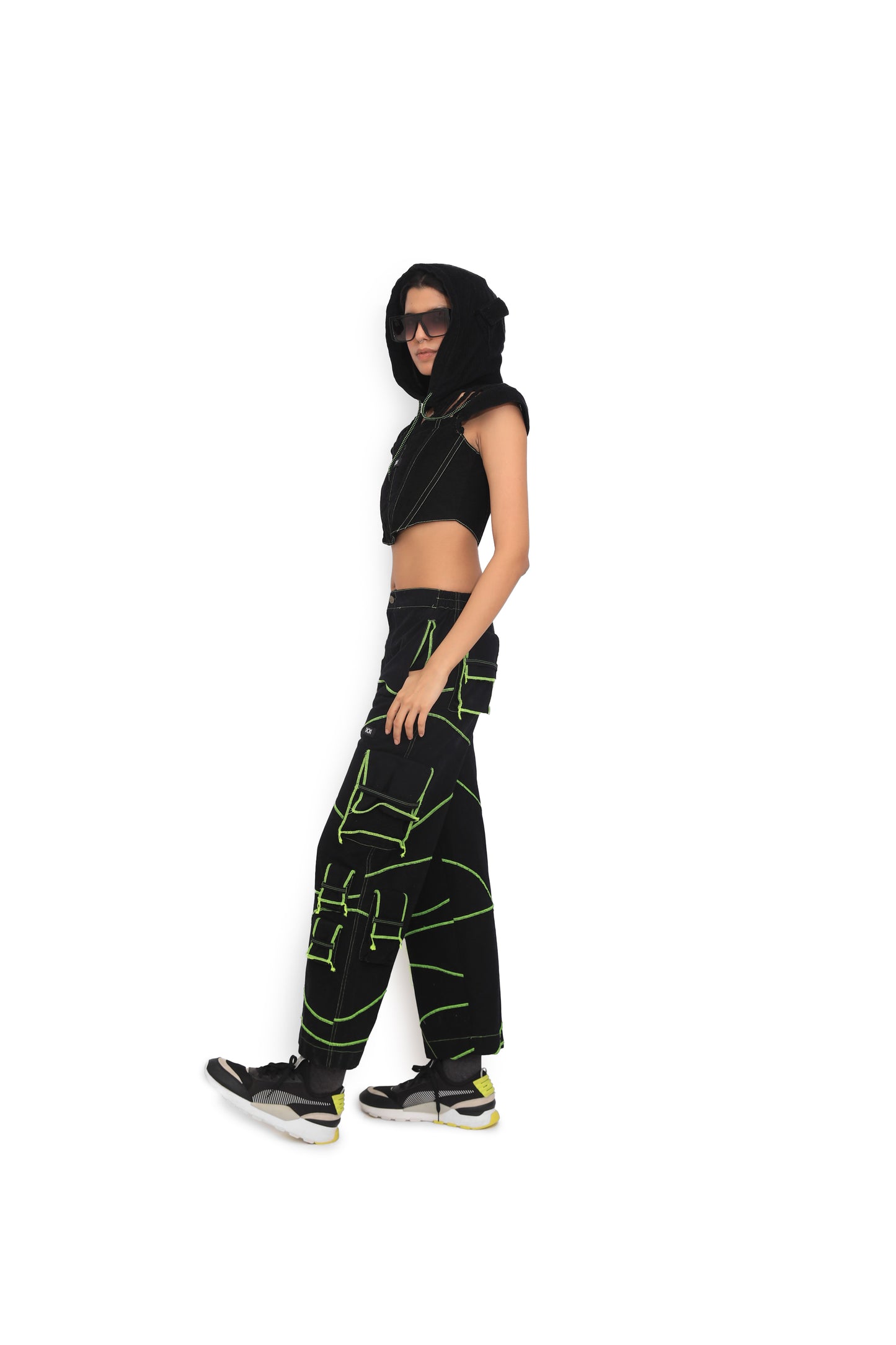 Neon Overlock Cargo Track Pants
