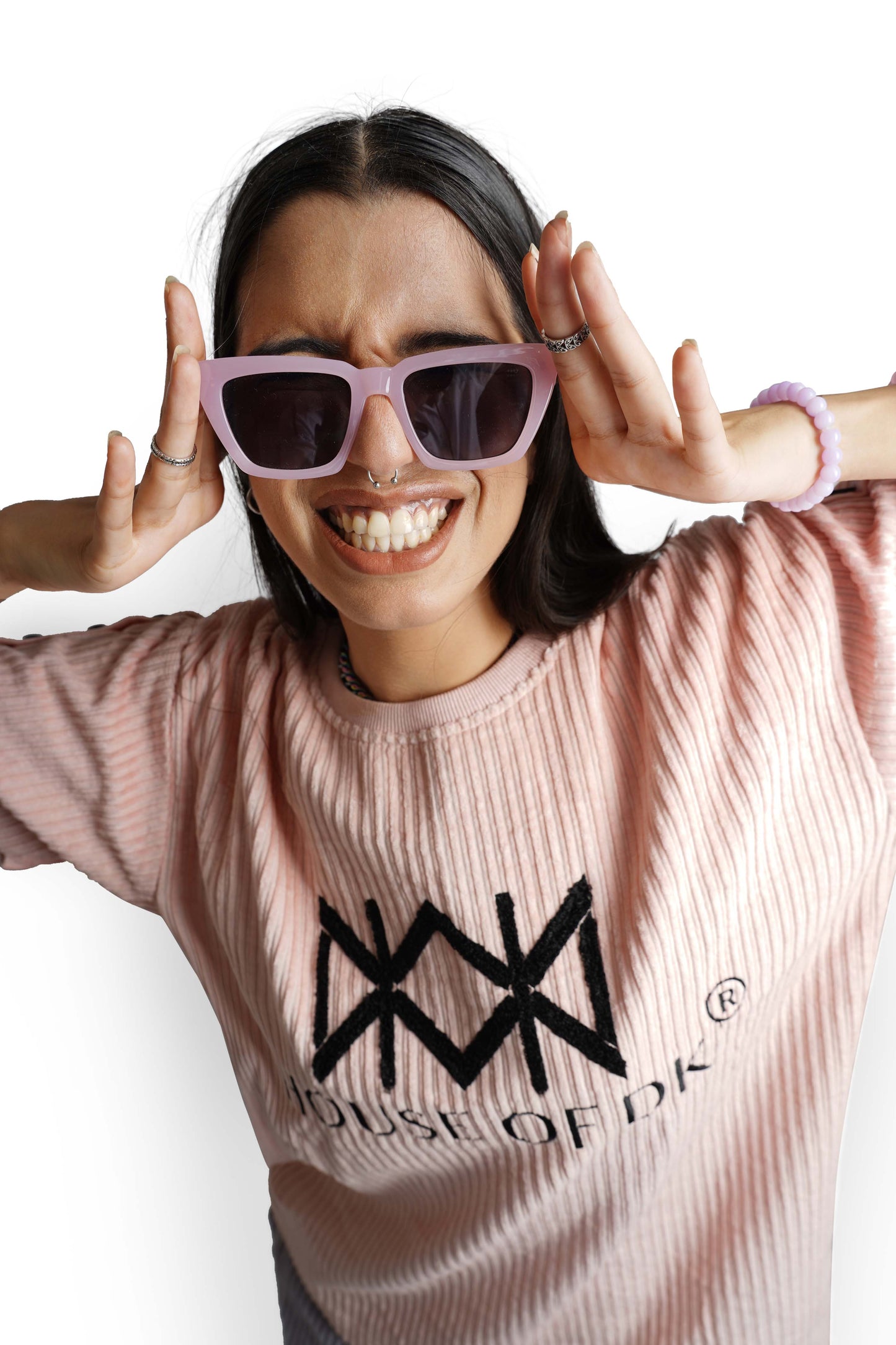 Summer Pink Hi-Low T-Shirt & Smokey Grey Track Pants Set