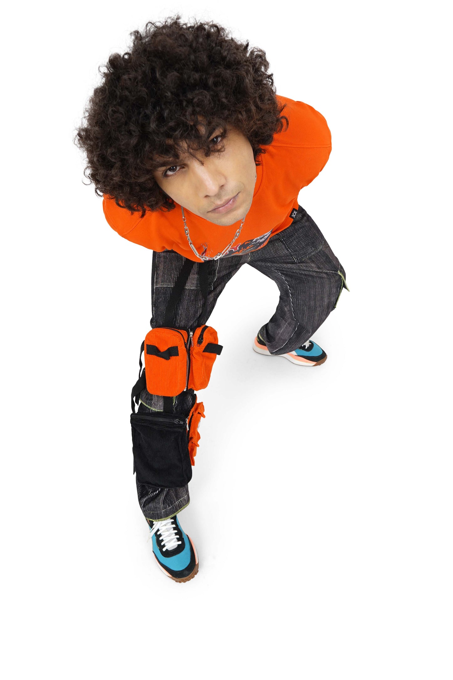Campfire Orange Dirty Drift T-Shirt & Caffeine Grainy Cargo Track Pants Set