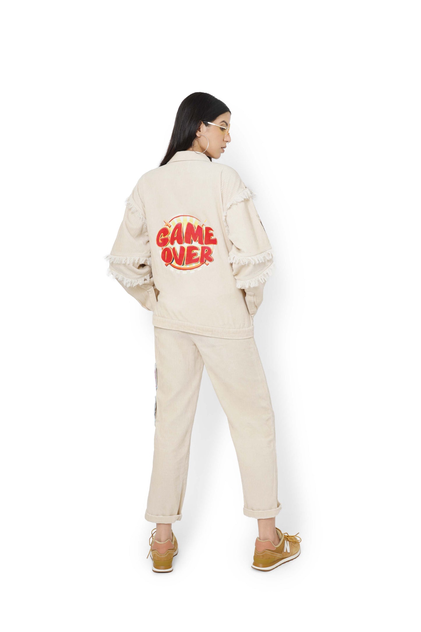 Cane Beige Met An Accident Jacket & Pants Set