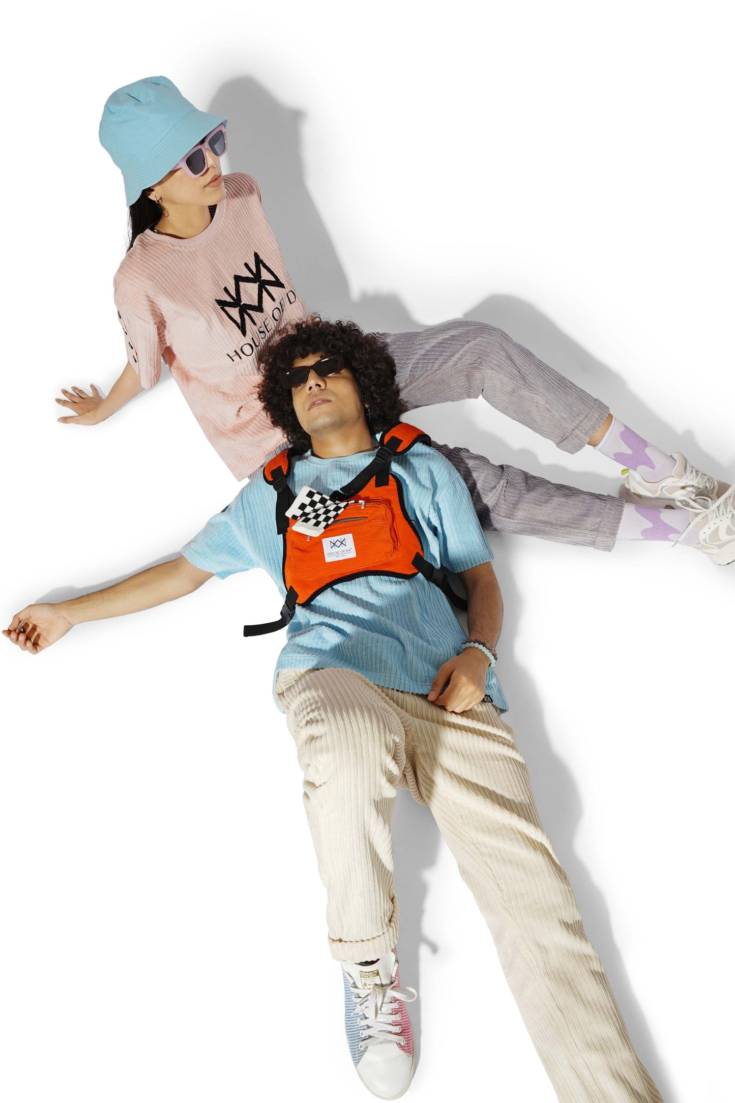 Mint Blue Hi-Low T-Shirt & Cane Beige Track Pants Set