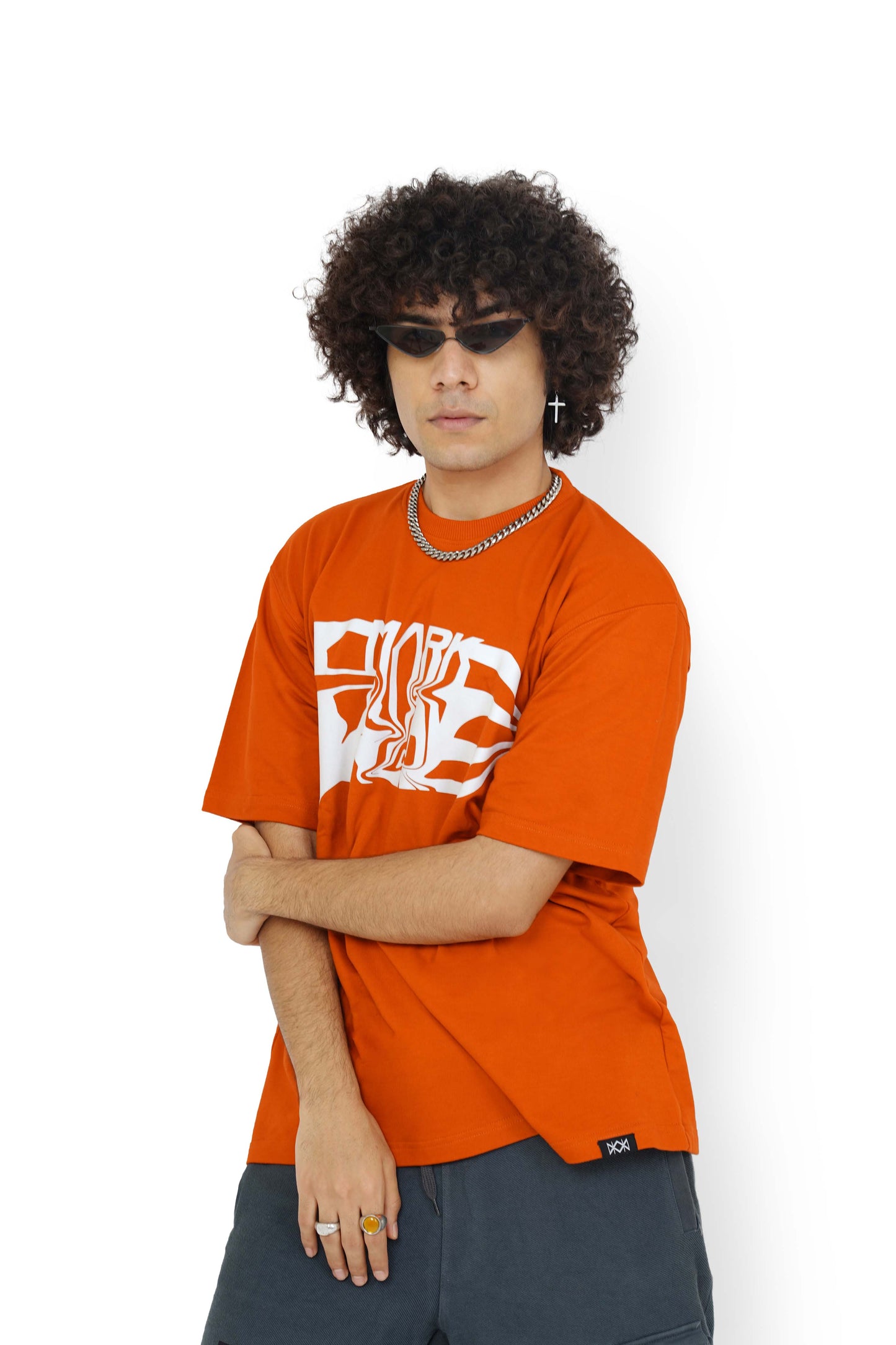 Orange Tan Mark T-Shirt & Carbon Grey Utility Cargo Track Pants Set