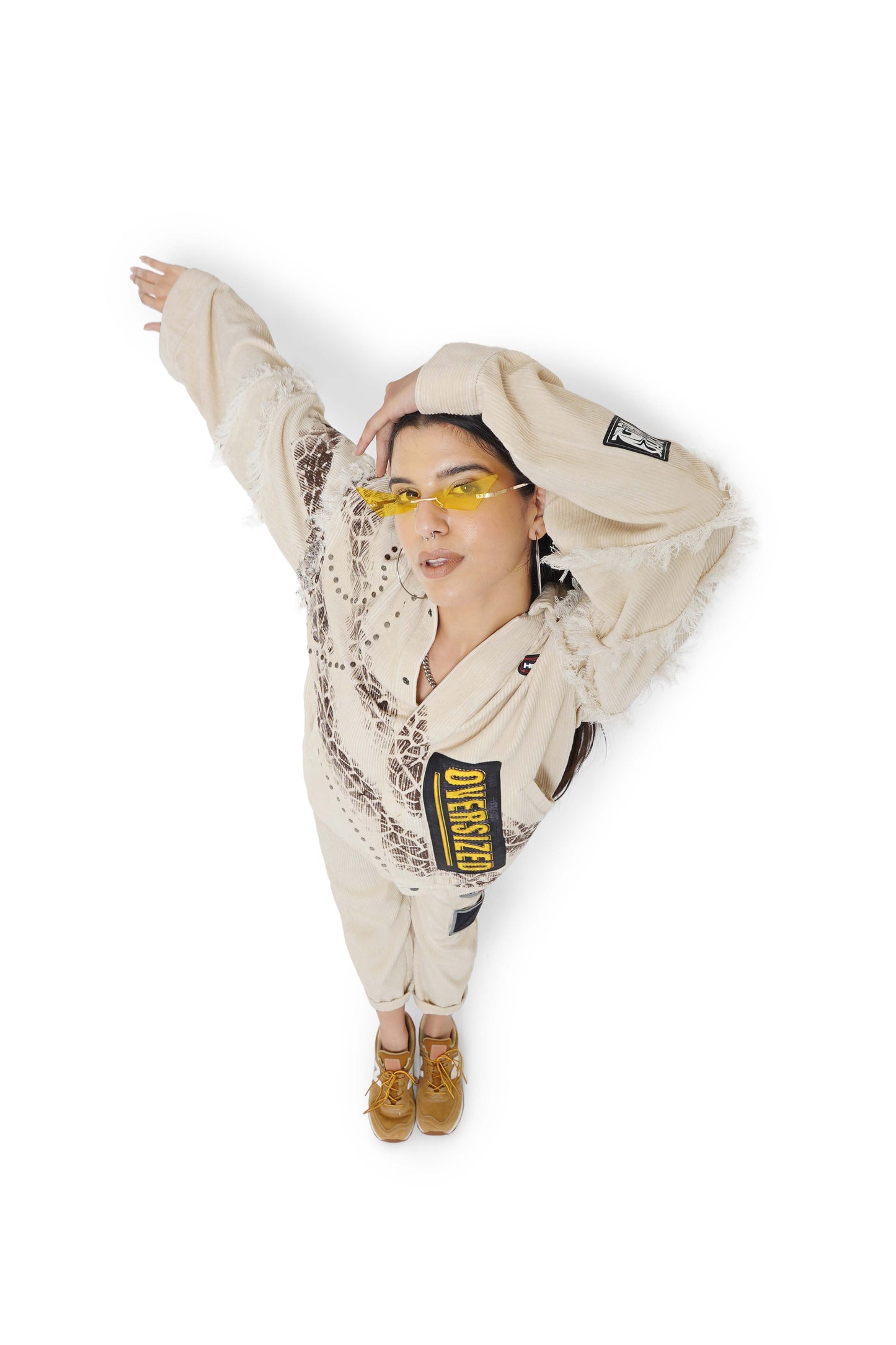 Cane Beige Met An Accident Jacket & Pants Set