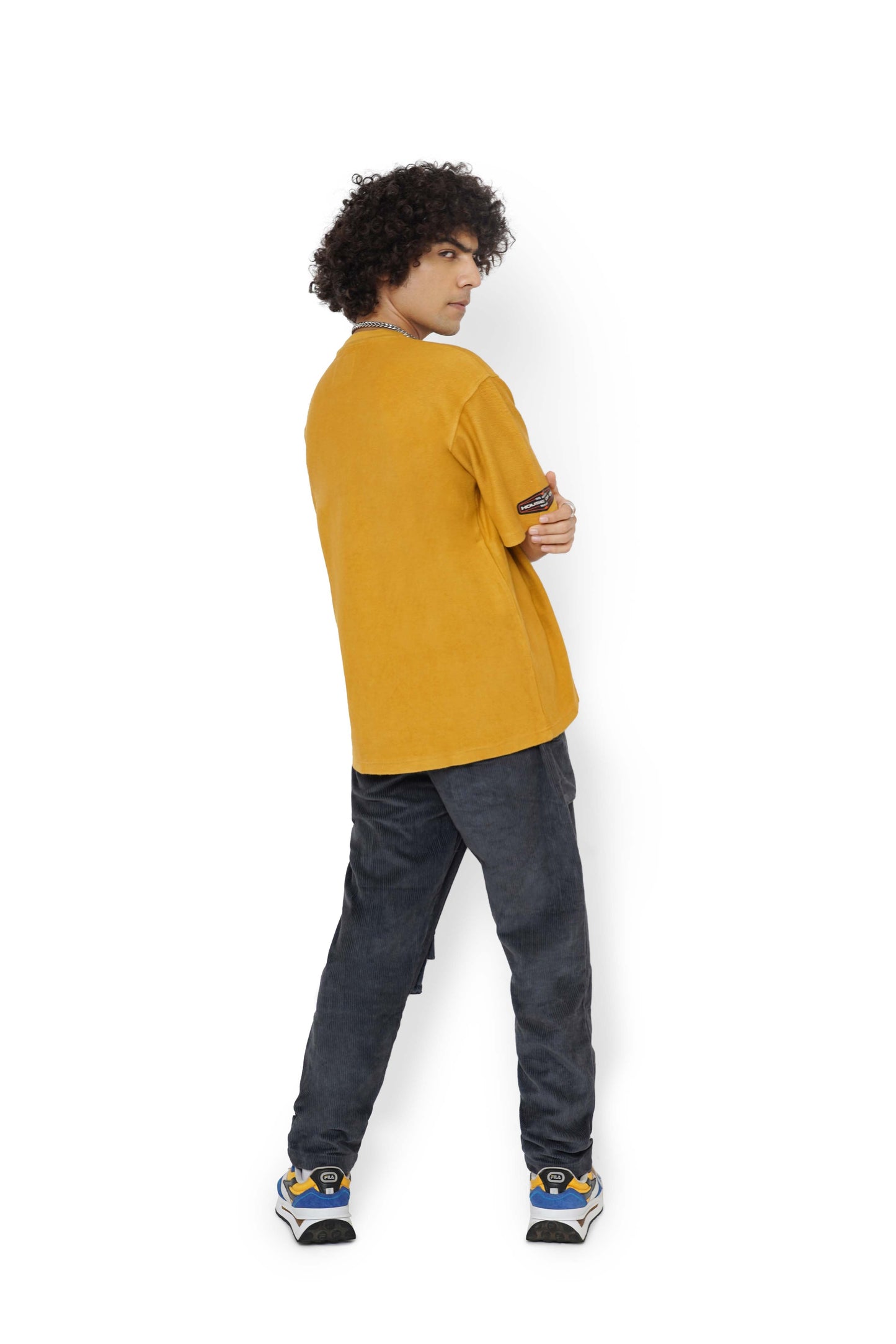 Mustard Wood Graphic T-Shirt & Carbon Grey Control Cargo Track Pants Set