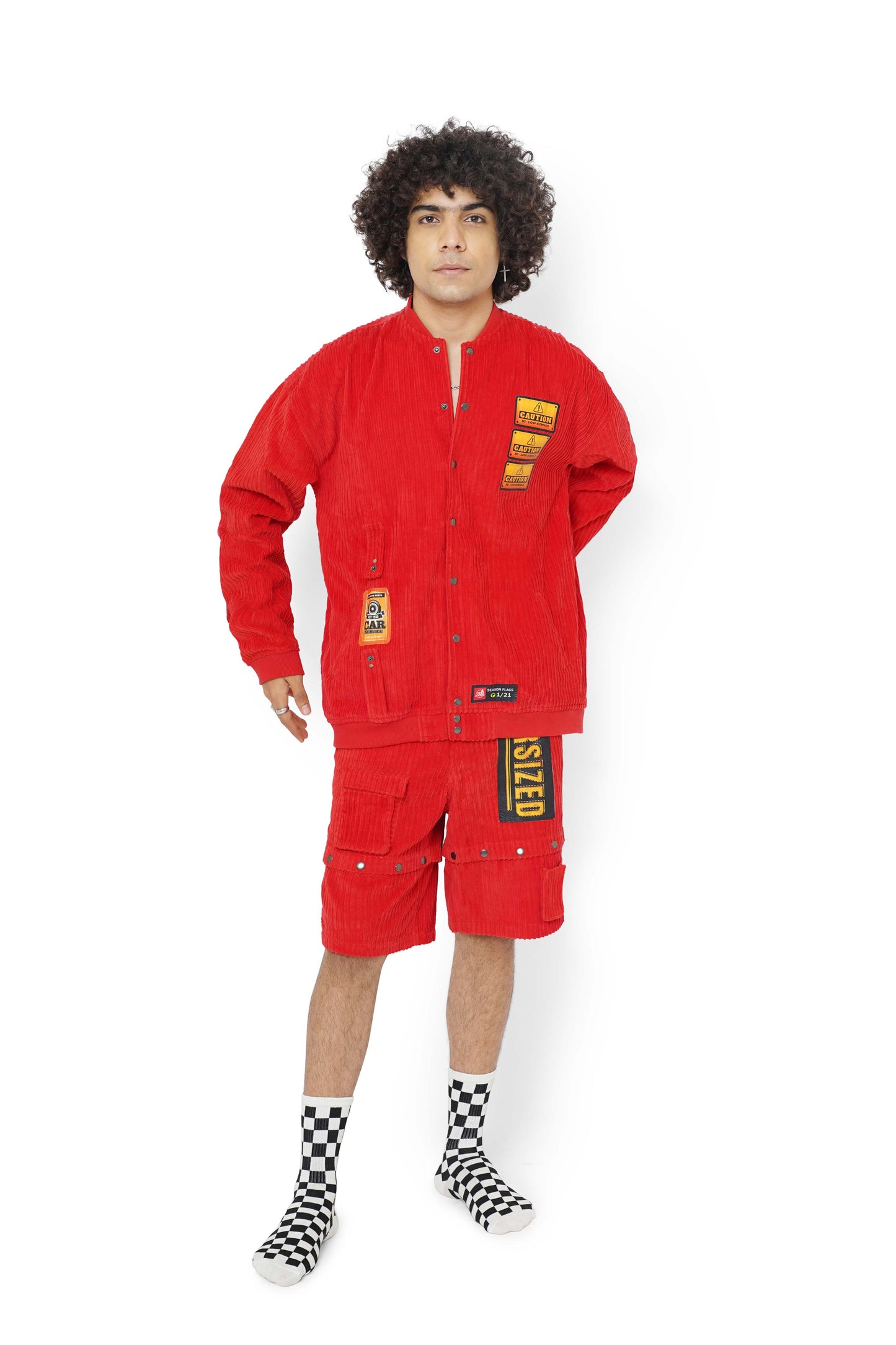 Code Red Caution Hi-Low Jacket & Shorts Set